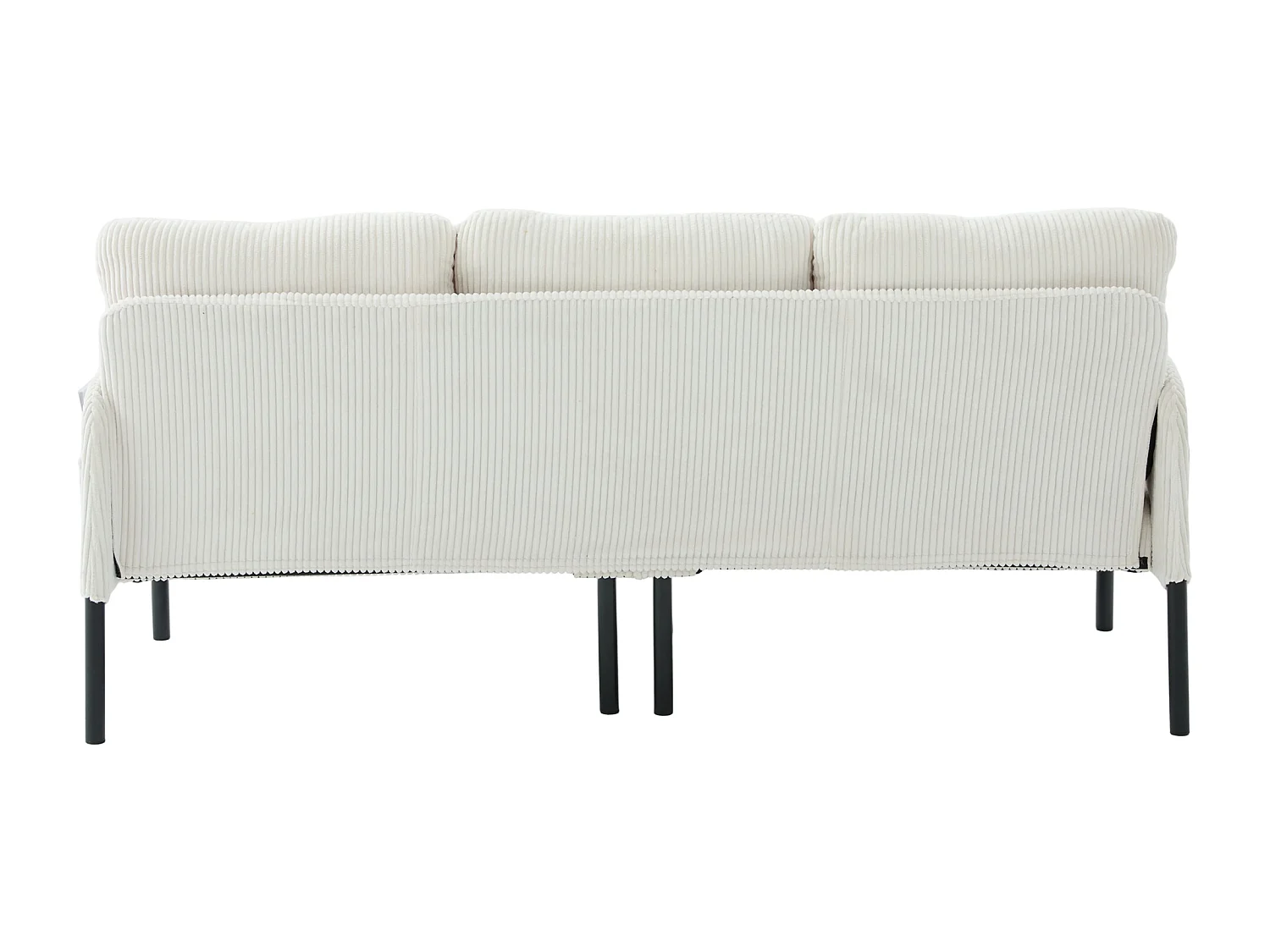 Canapé 3 places en velours côtelé beige - Pieds en métal