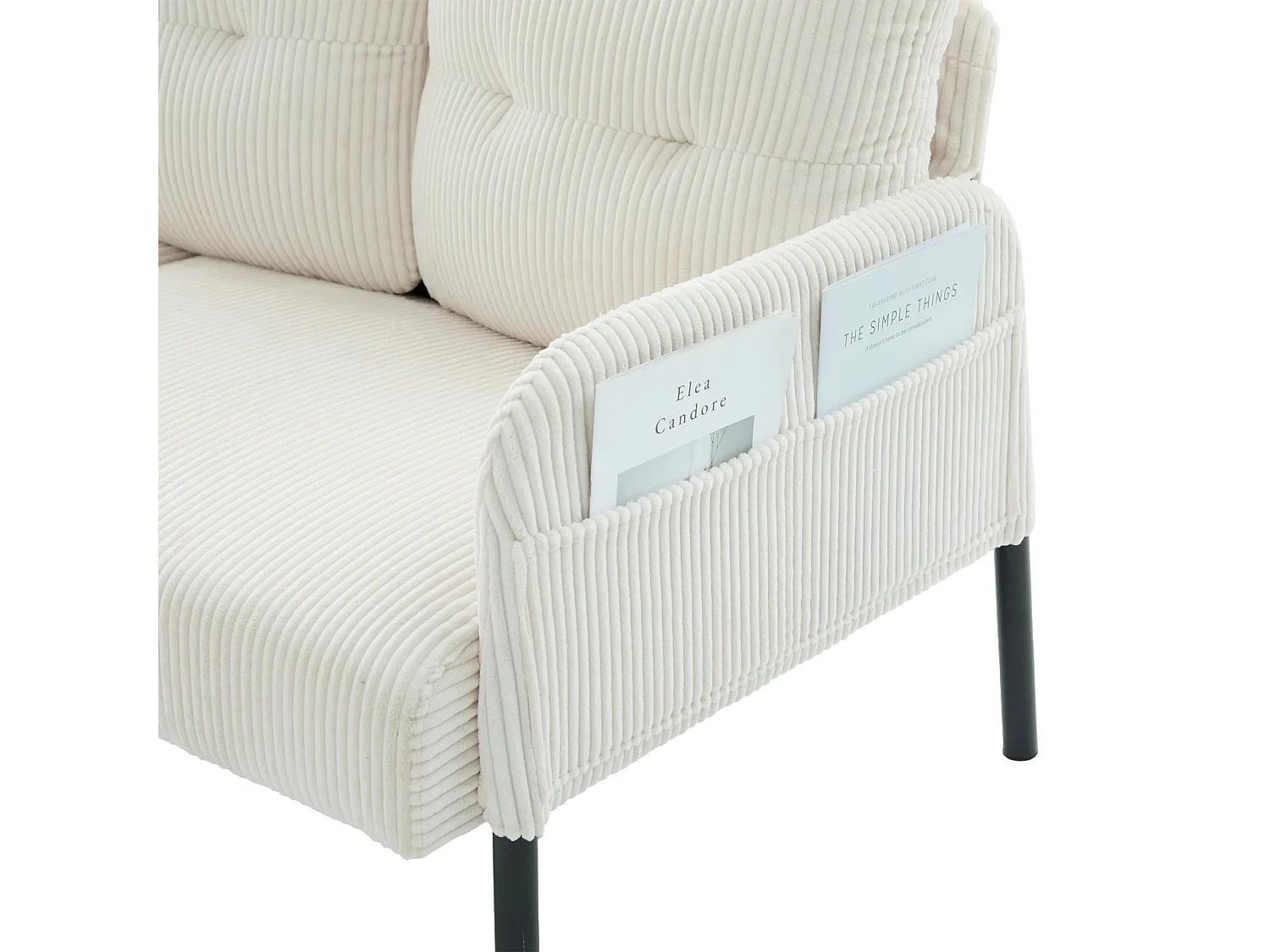 Canapé 3 places en velours côtelé beige - Pieds en métal