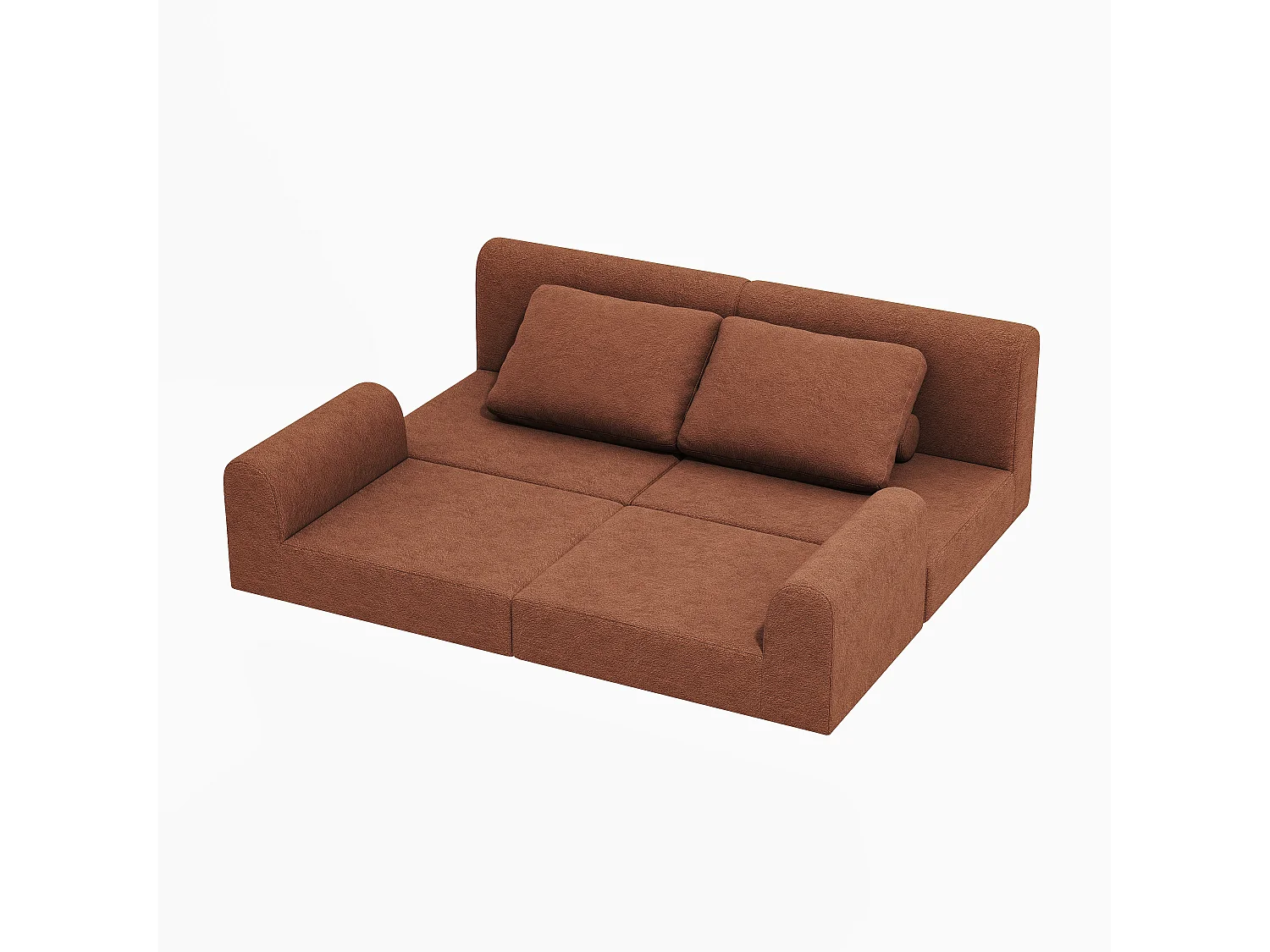 Canapé convertible 2 places 3-1 en flanelle marron - Pour salon et chambre