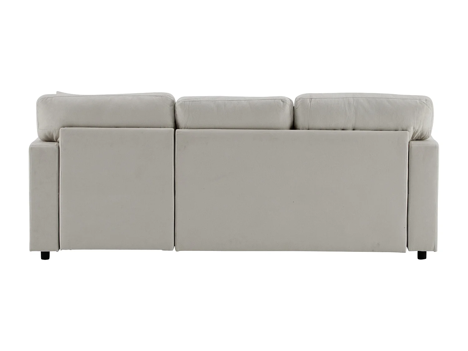 Canapé convertible 3 places avec rangement et port USB - Tissu flanelle beige