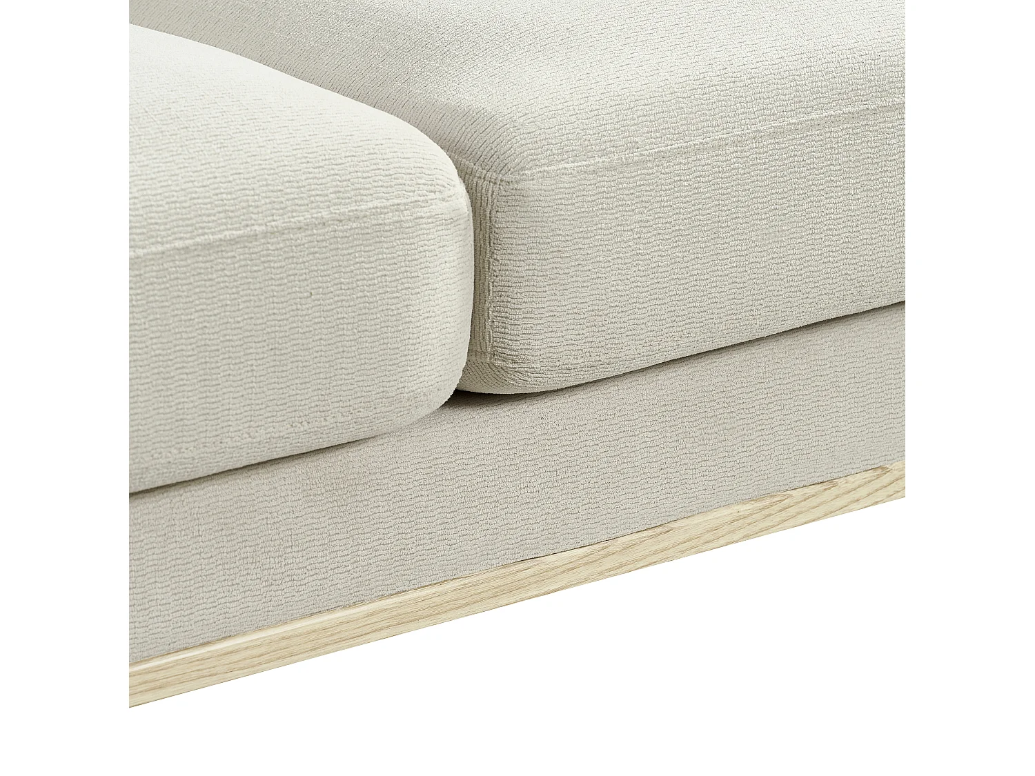 Canapé 2 places petite 135 cm avec port USB, tissu beige et bois