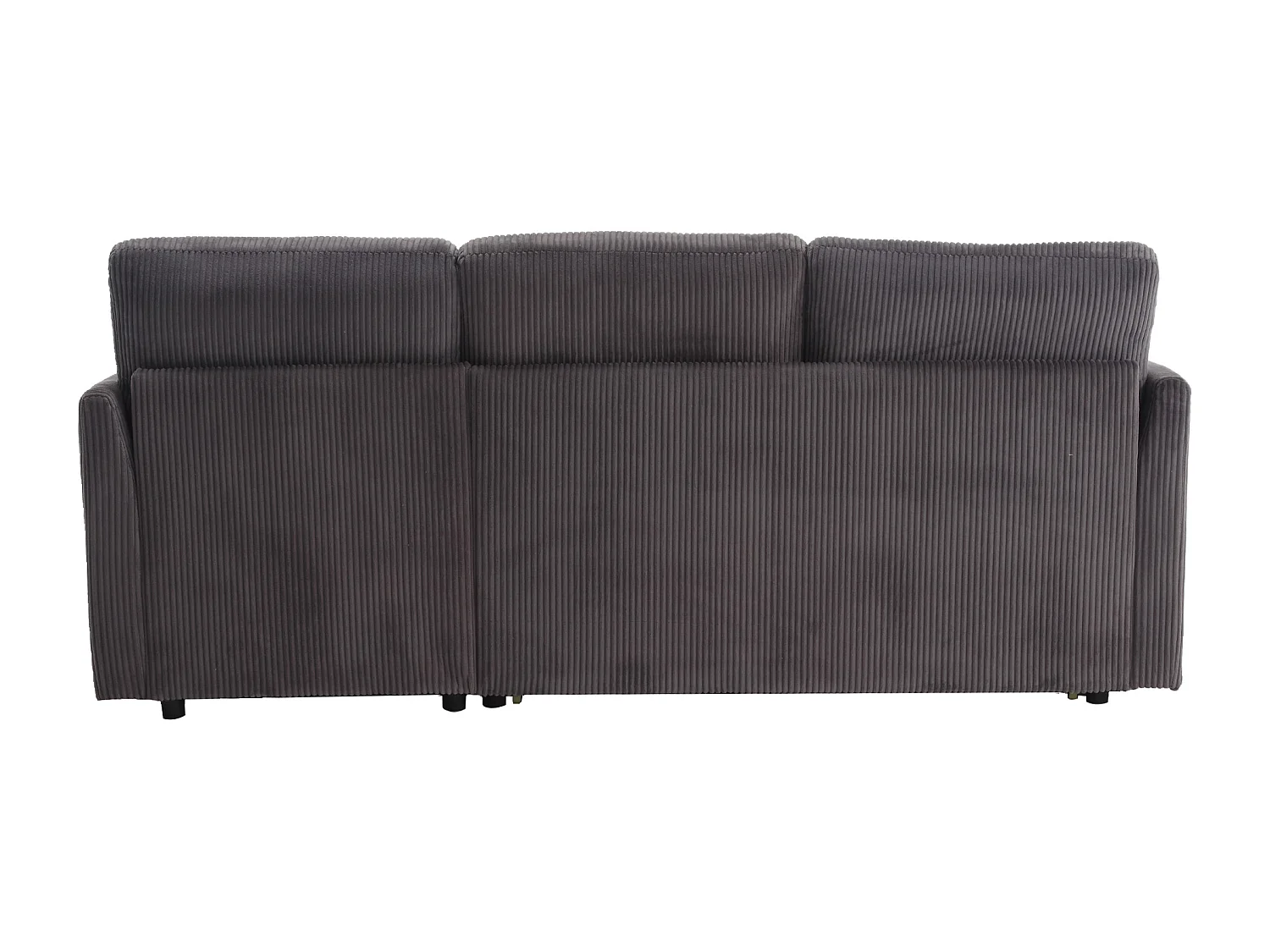 Canapé d'angle convertible 3 places avec rangements - Velours côtelé gris foncé