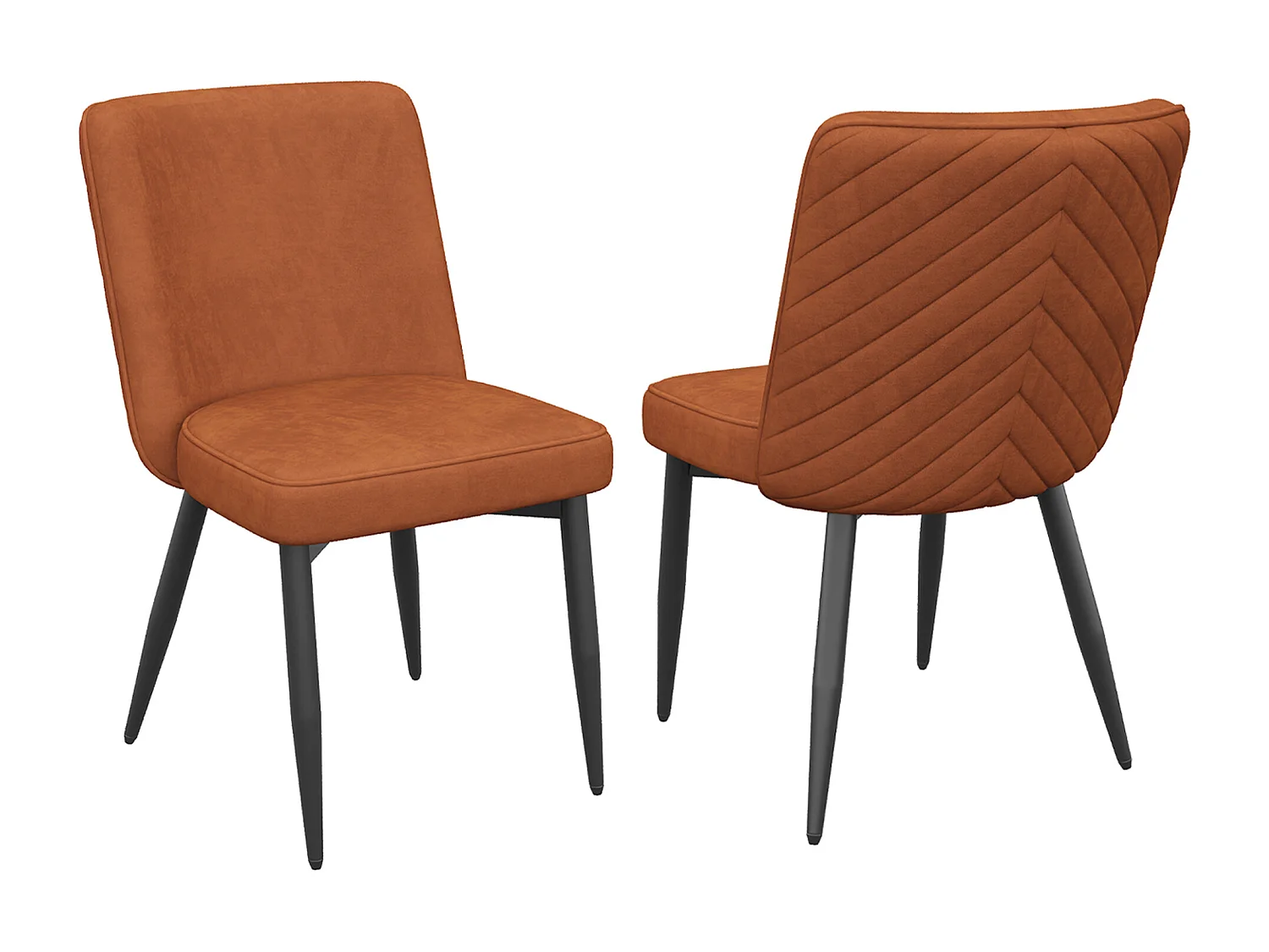 Lot de 2 chaises de salle à manger velours rouille, Pieds en métal