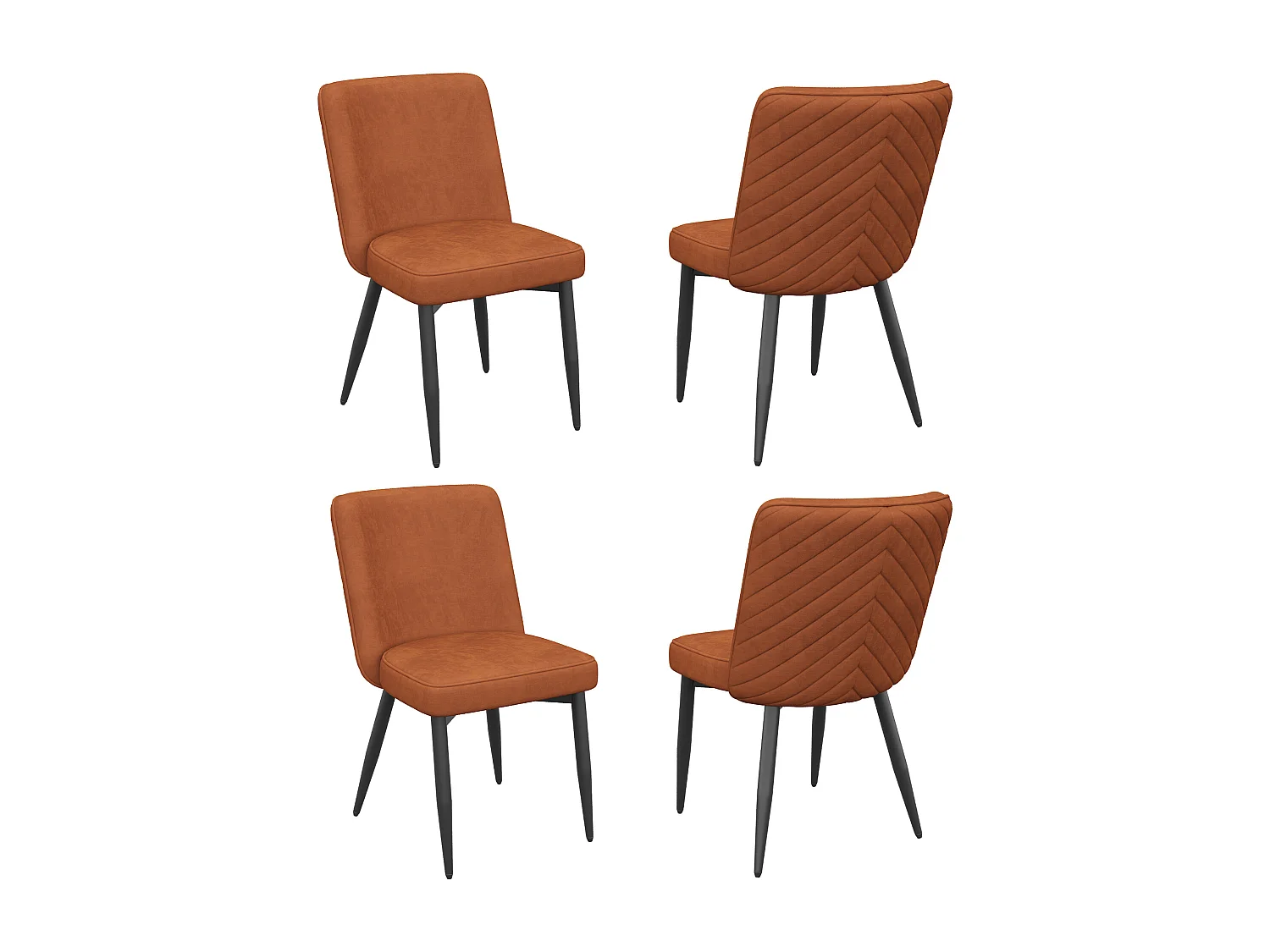 Lot de 2 chaises de salle à manger velours rouille, Pieds en métal