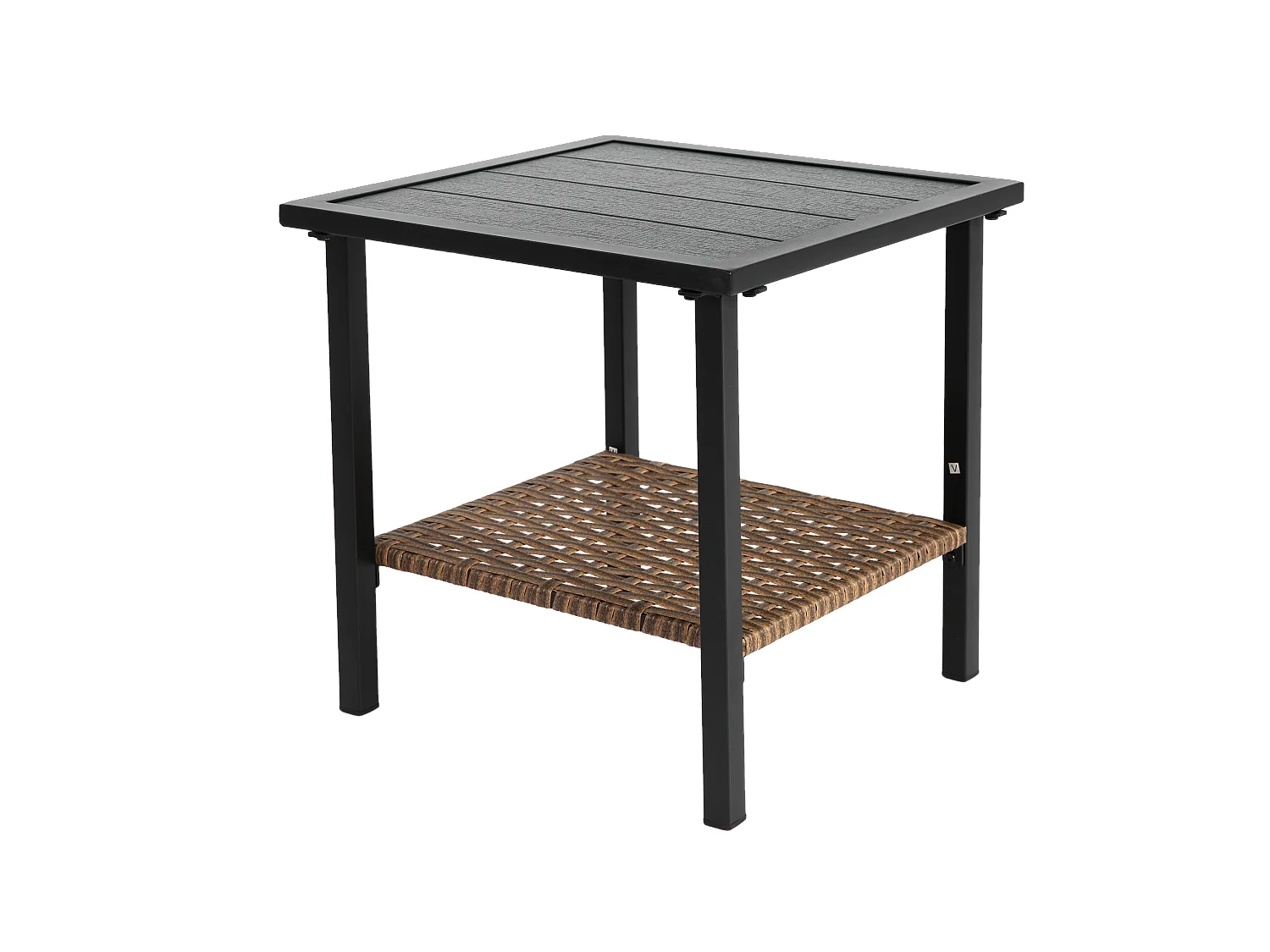 Salon de jardin 2 fauteuils pivotants à bascule + table - métal + rotin , marron et gris