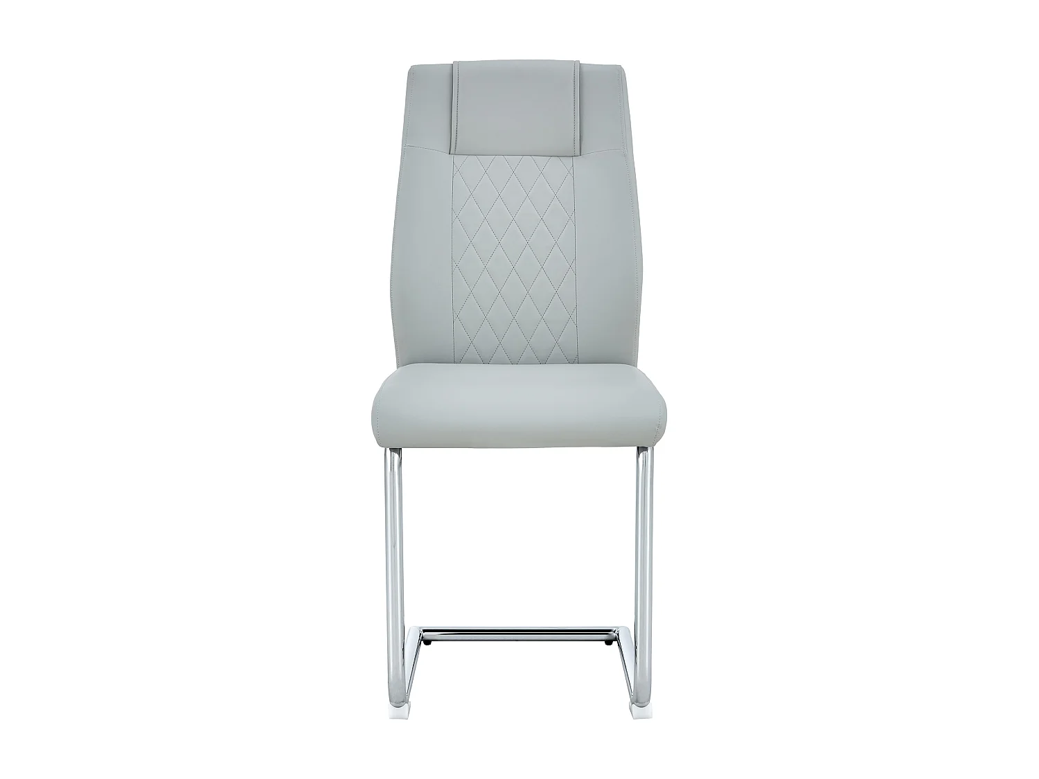 Lot de 4 chaises en simili cuir PU gris clair - Pieds métal argenté antidérapants