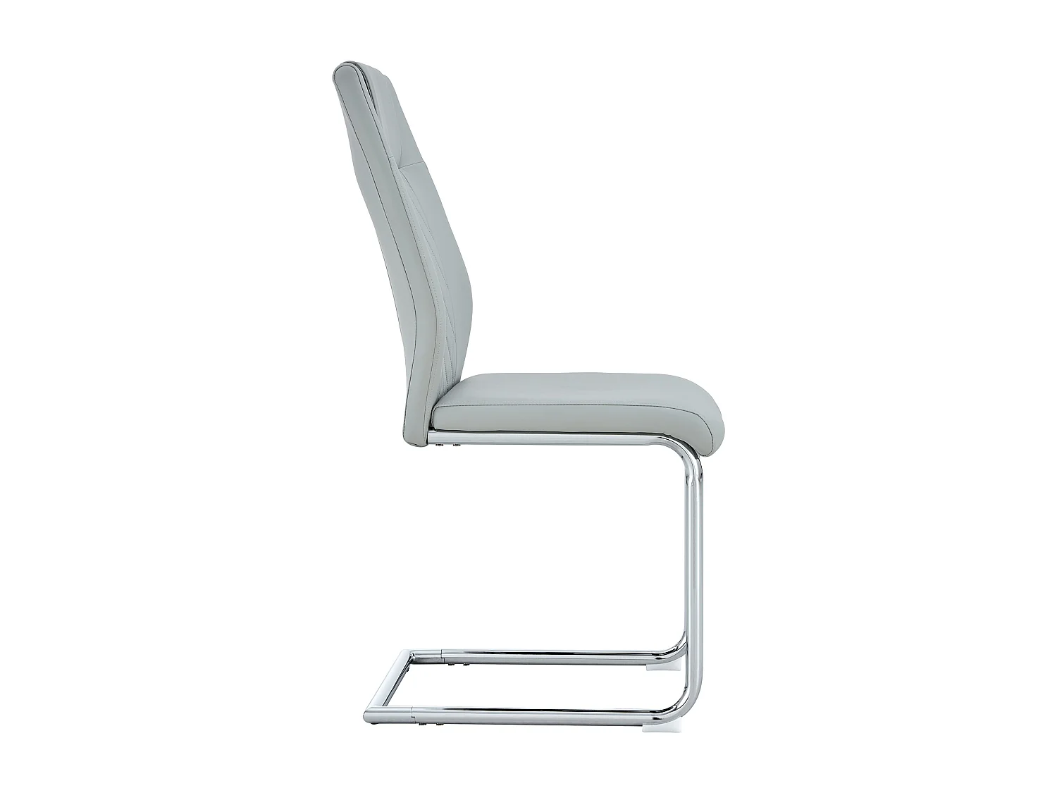 Lot de 4 chaises en simili cuir PU gris clair - Pieds métal argenté antidérapants