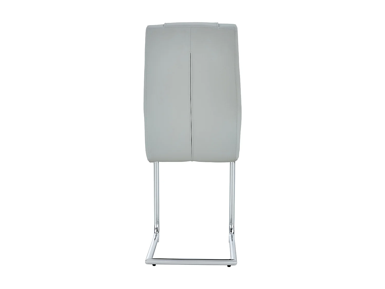 Lot de 4 chaises en simili cuir PU gris clair - Pieds métal argenté antidérapants