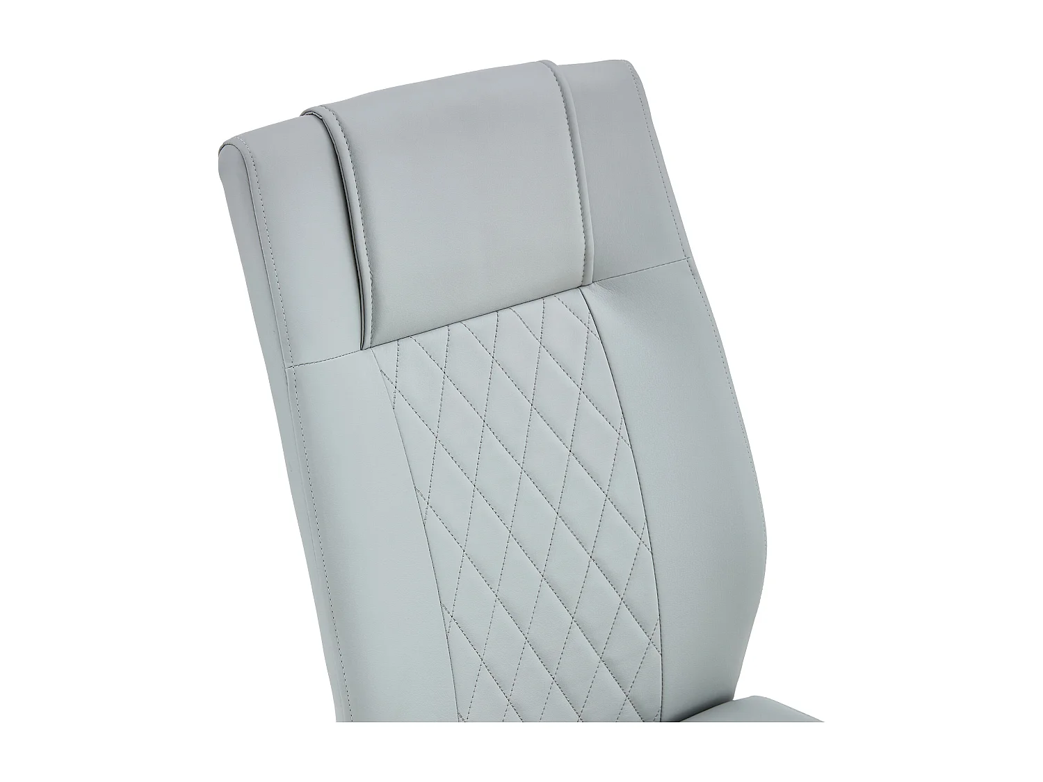 Lot de 4 chaises en simili cuir PU gris clair - Pieds métal argenté antidérapants