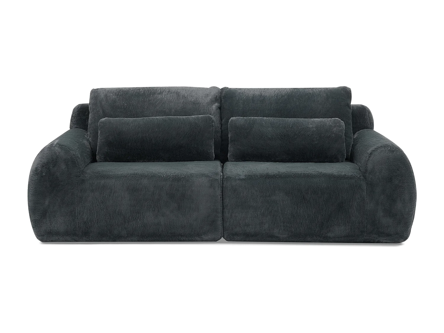 Canapé 2 places avec ports USB et poche latérale - Tissu gris, sans montage