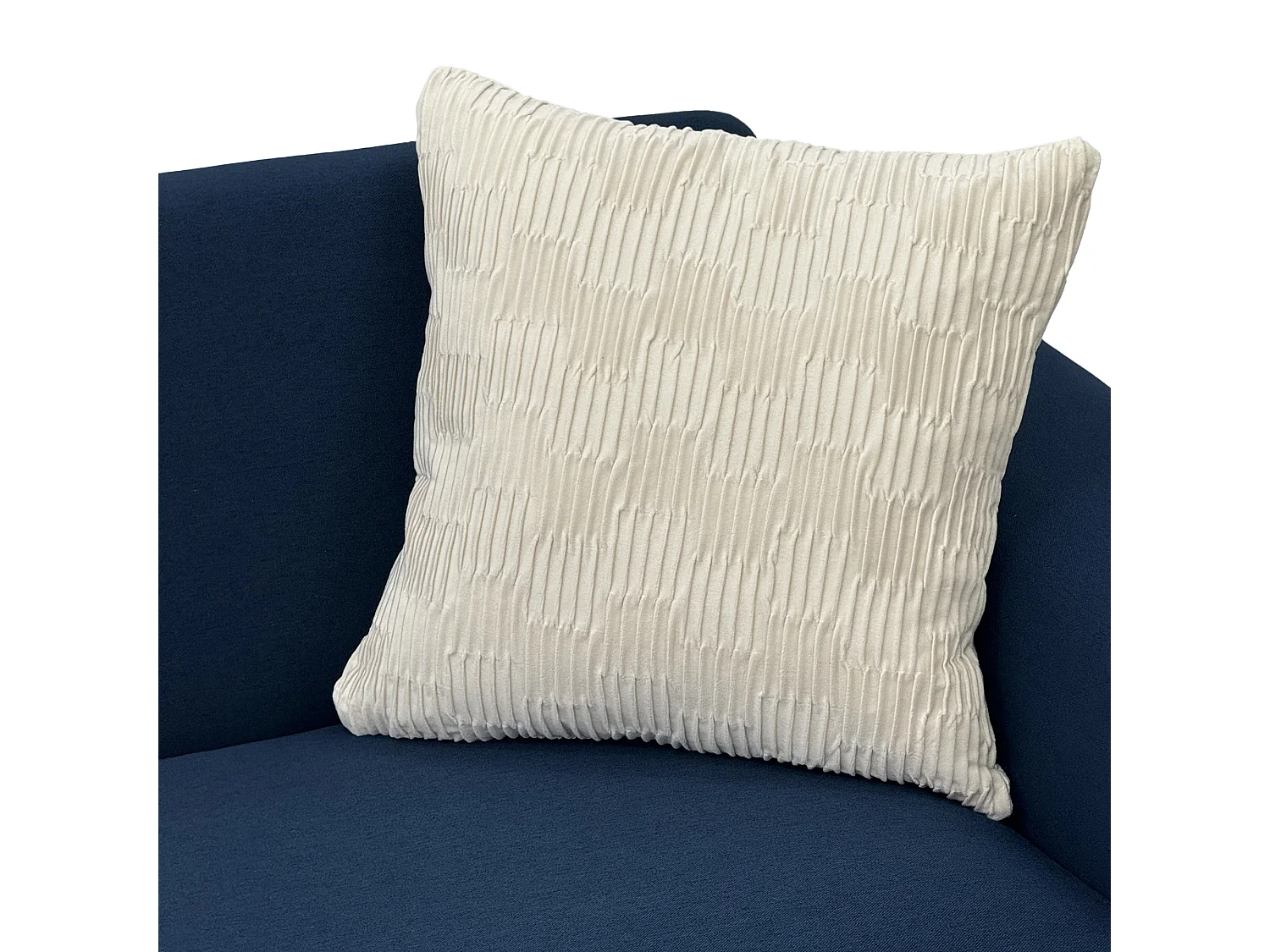 Canapé 2 places en lin bleu - Structure en bois et pieds métal