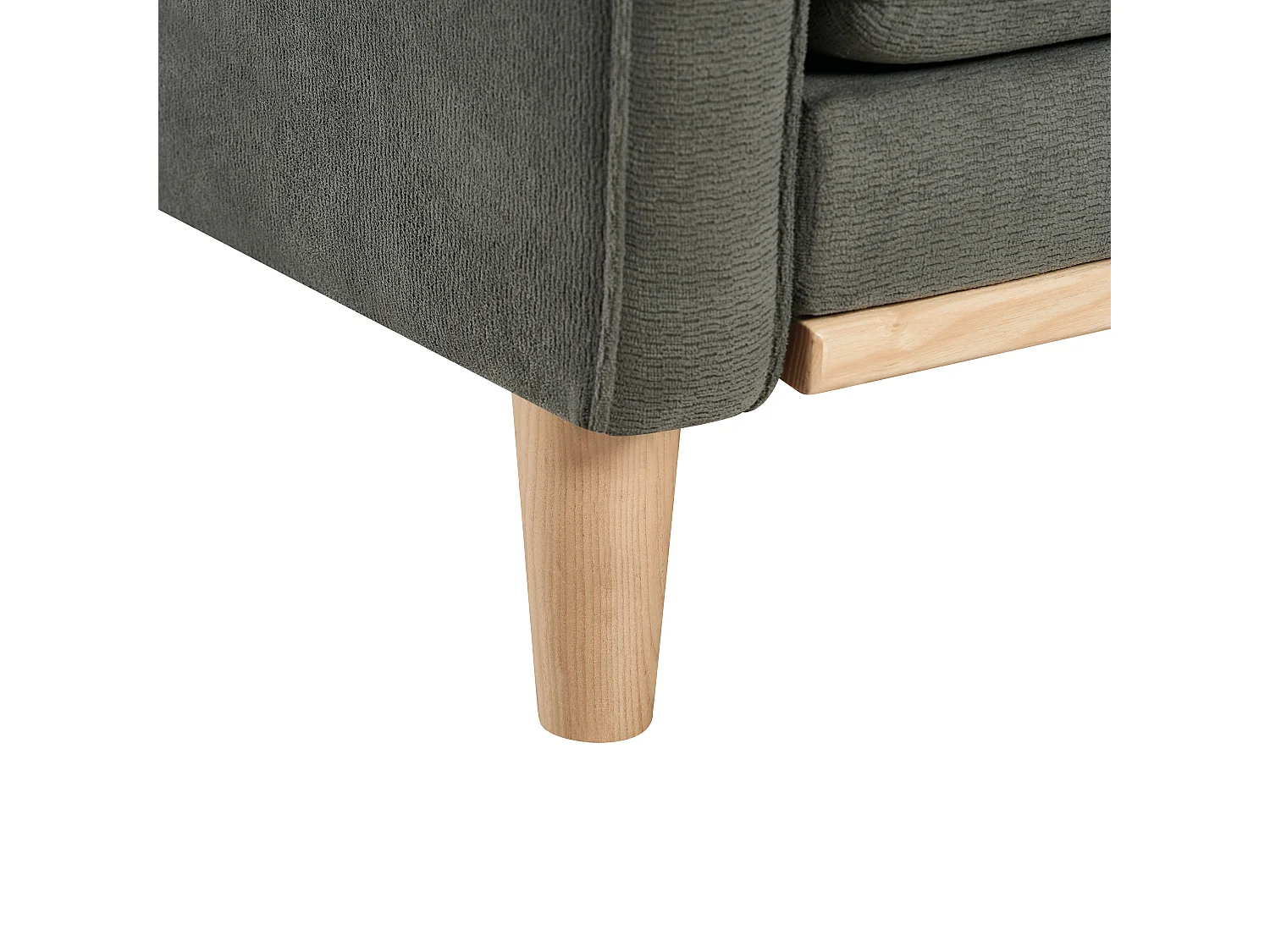 Canapé 2 places petite 135 cm avec port USB, tissu gris foncé et bois