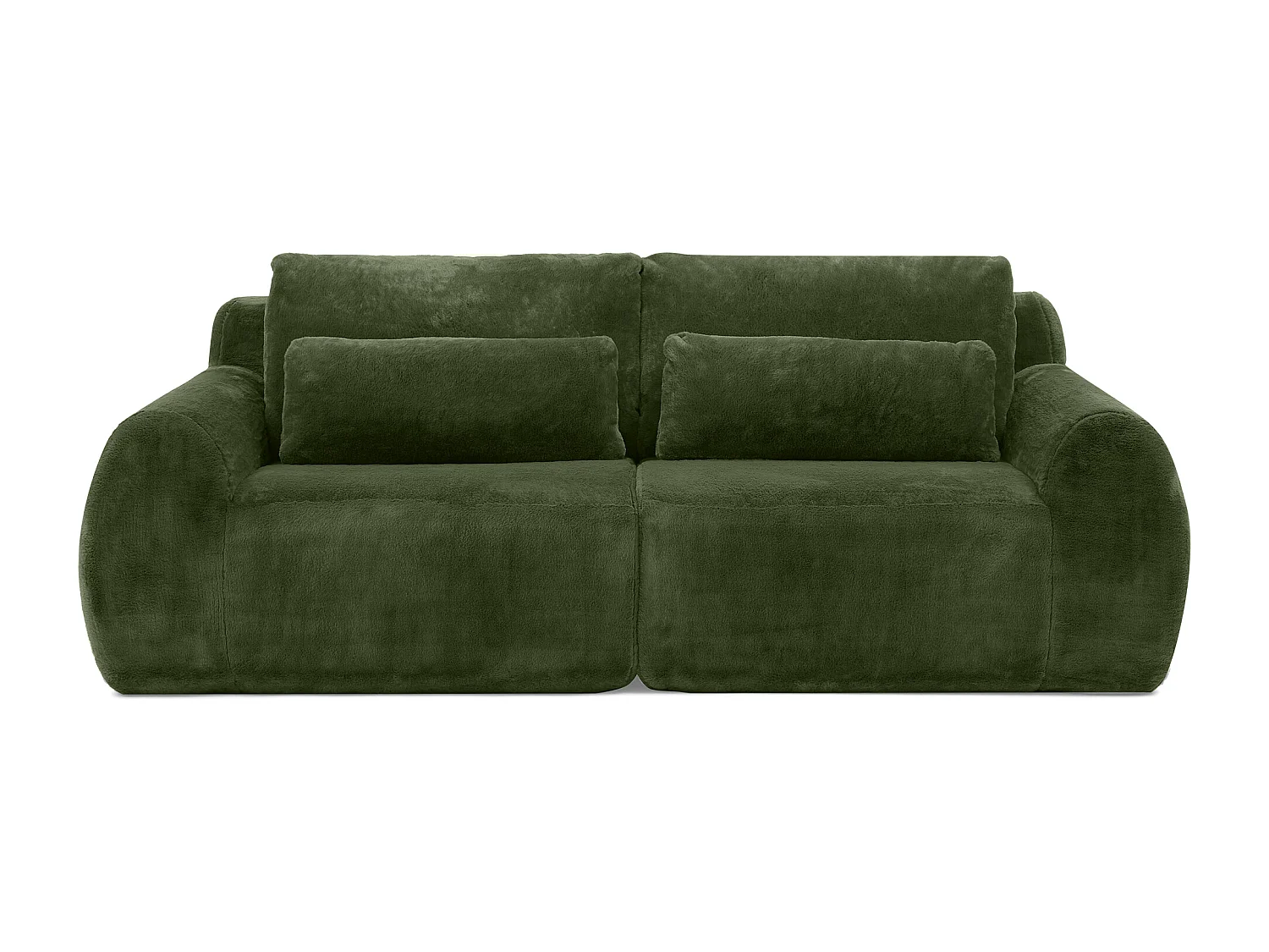 Canapé 2 places avec ports USB et poche latérale - Tissu vert, sans montage