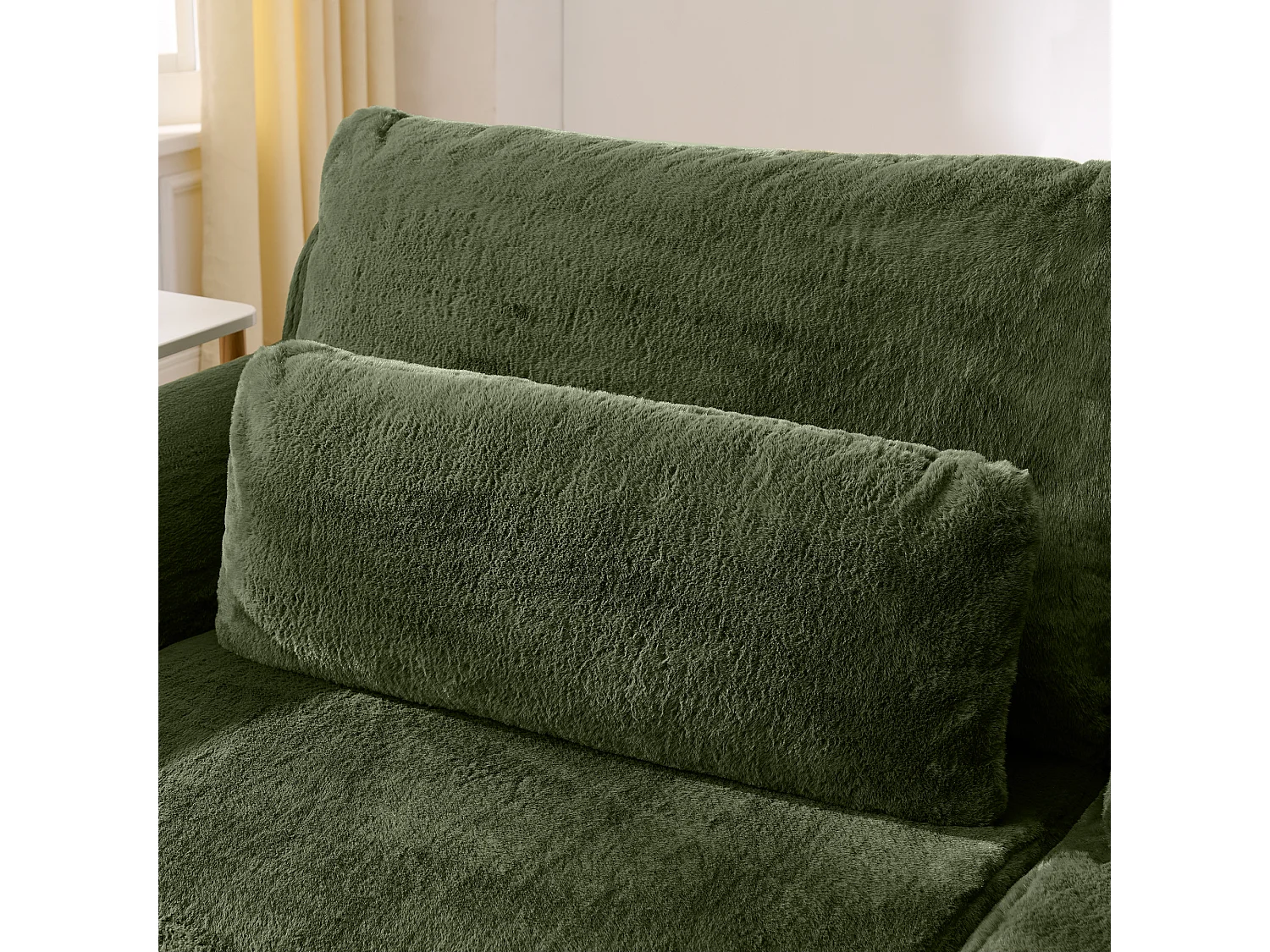 Canapé 2 places avec ports USB et poche latérale - Tissu vert, sans montage