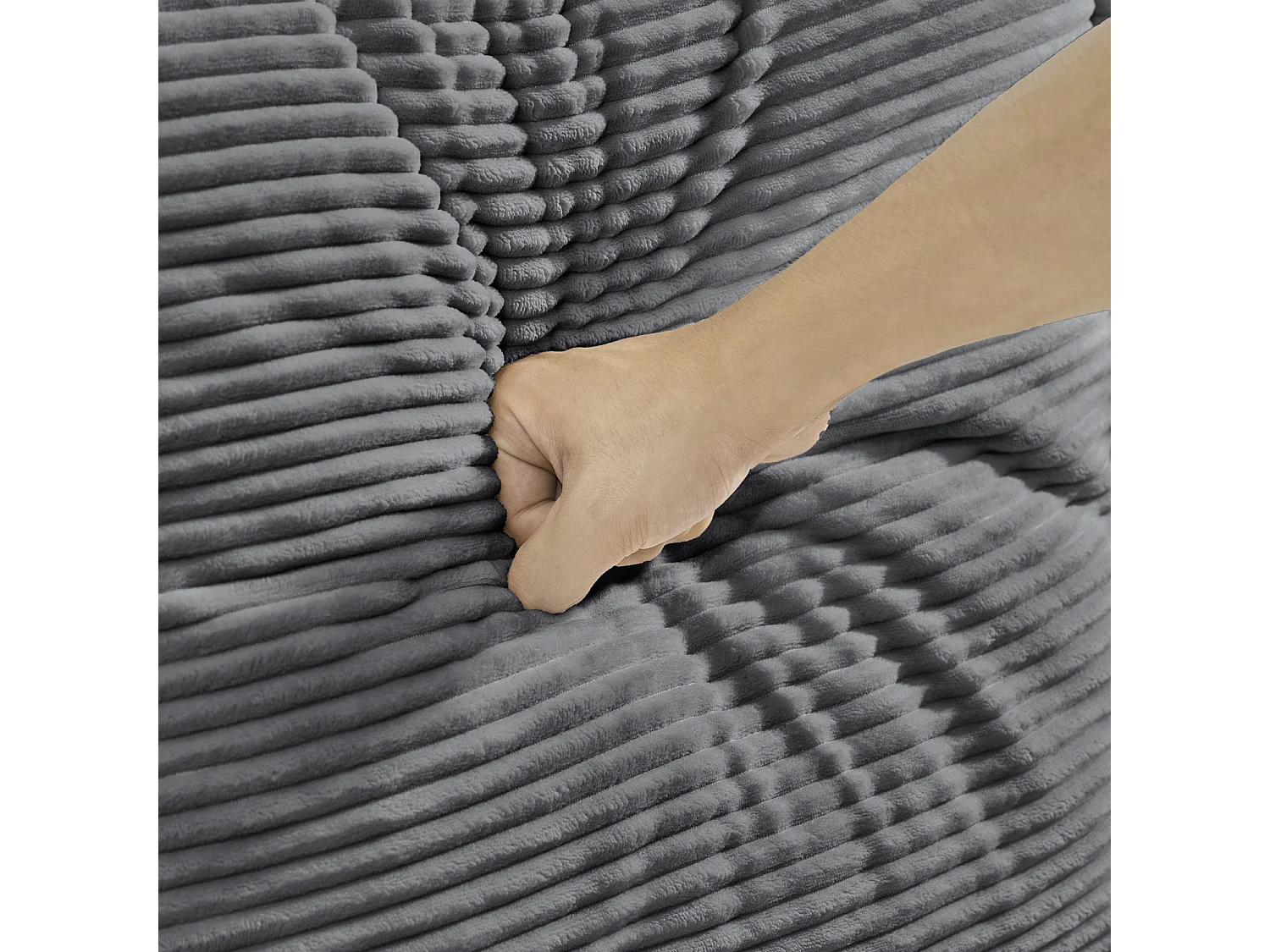 Canapé 2 places petite 121 cm en velours côtelé gris - Pieds en bois