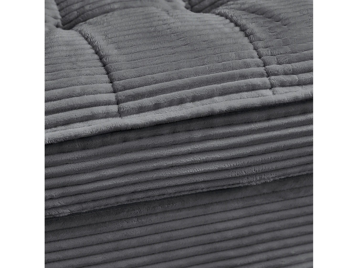 Canapé 2 places petite 121 cm en velours côtelé gris - Pieds en bois