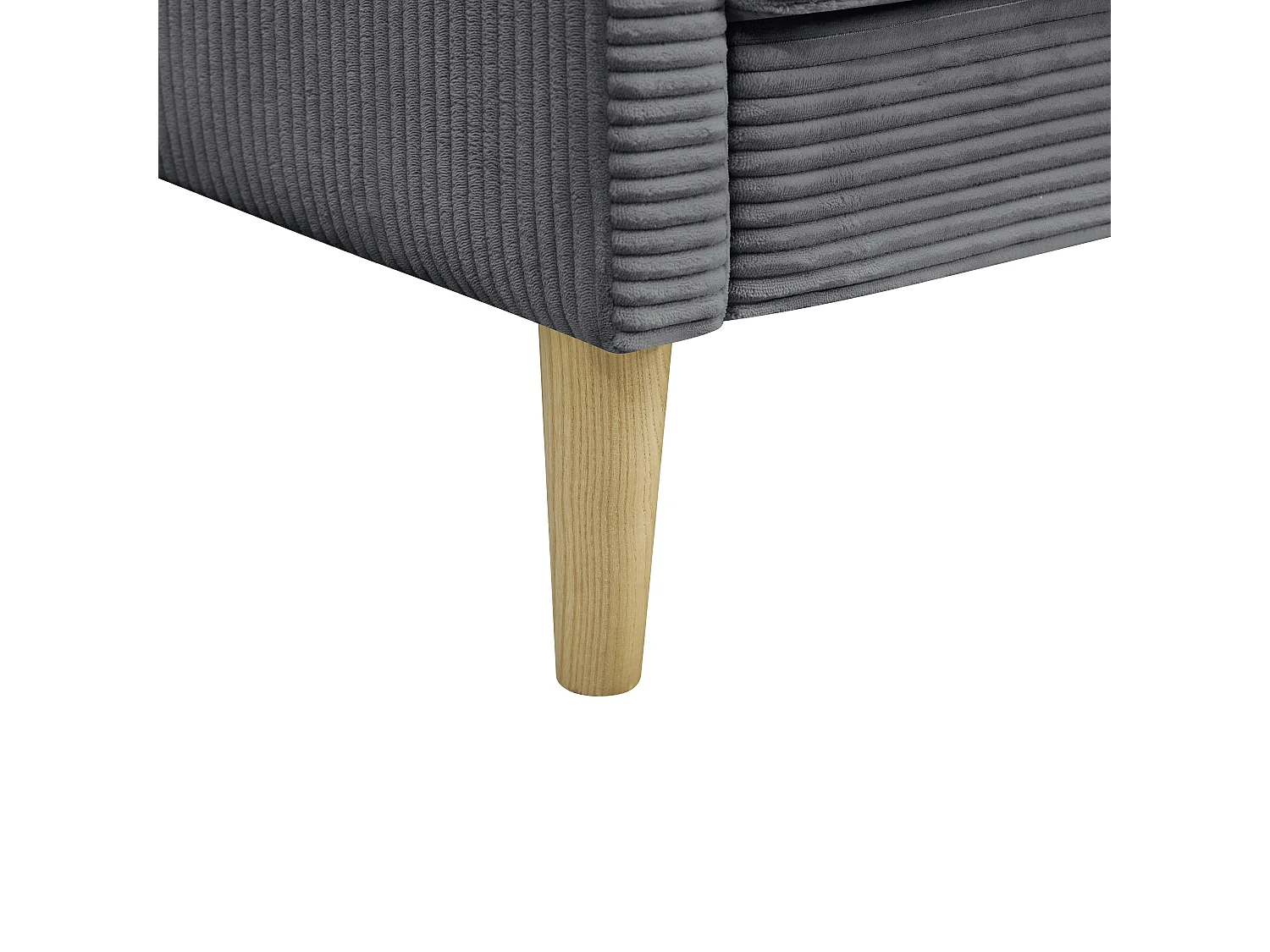 Canapé 2 places petite 121 cm en velours côtelé gris - Pieds en bois