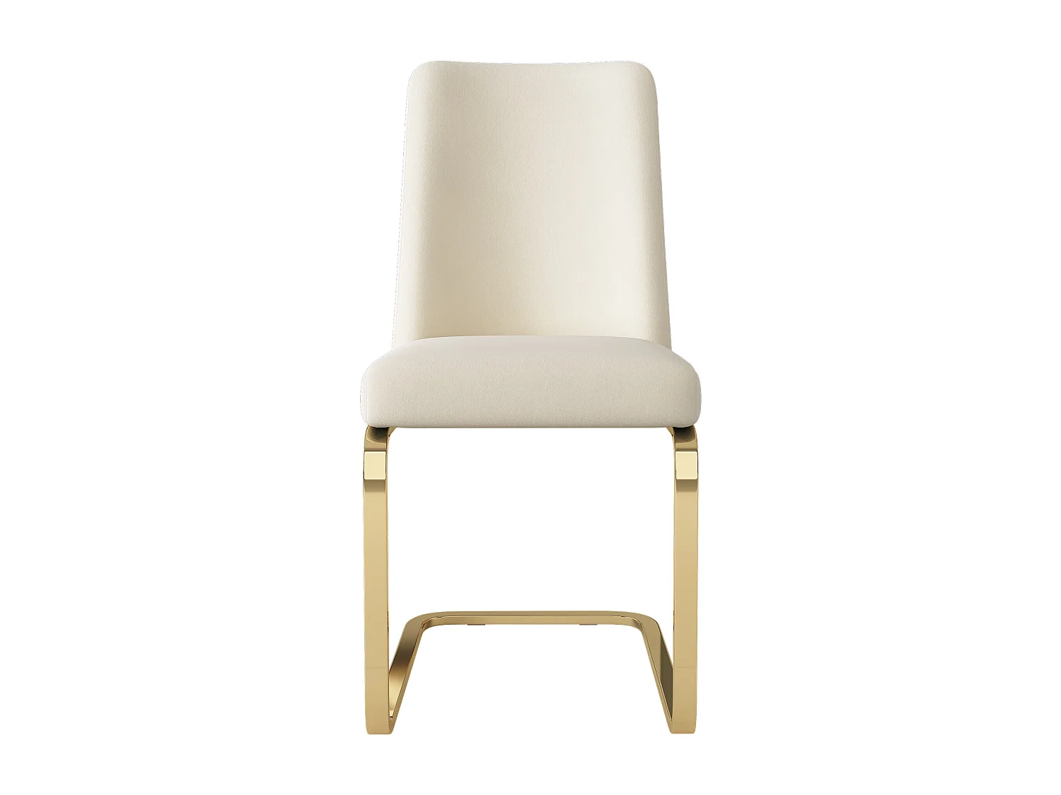Lot de 6 chaises en velours beige - Pieds en métal doré - Dossier à motif losanges