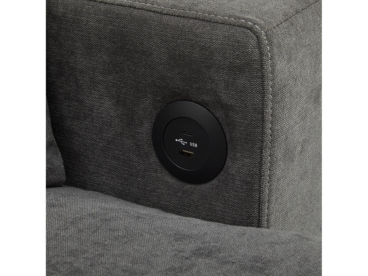 Canapé convertible 3 places en tissu Oxford avec rangement et port USB - Gris foncé