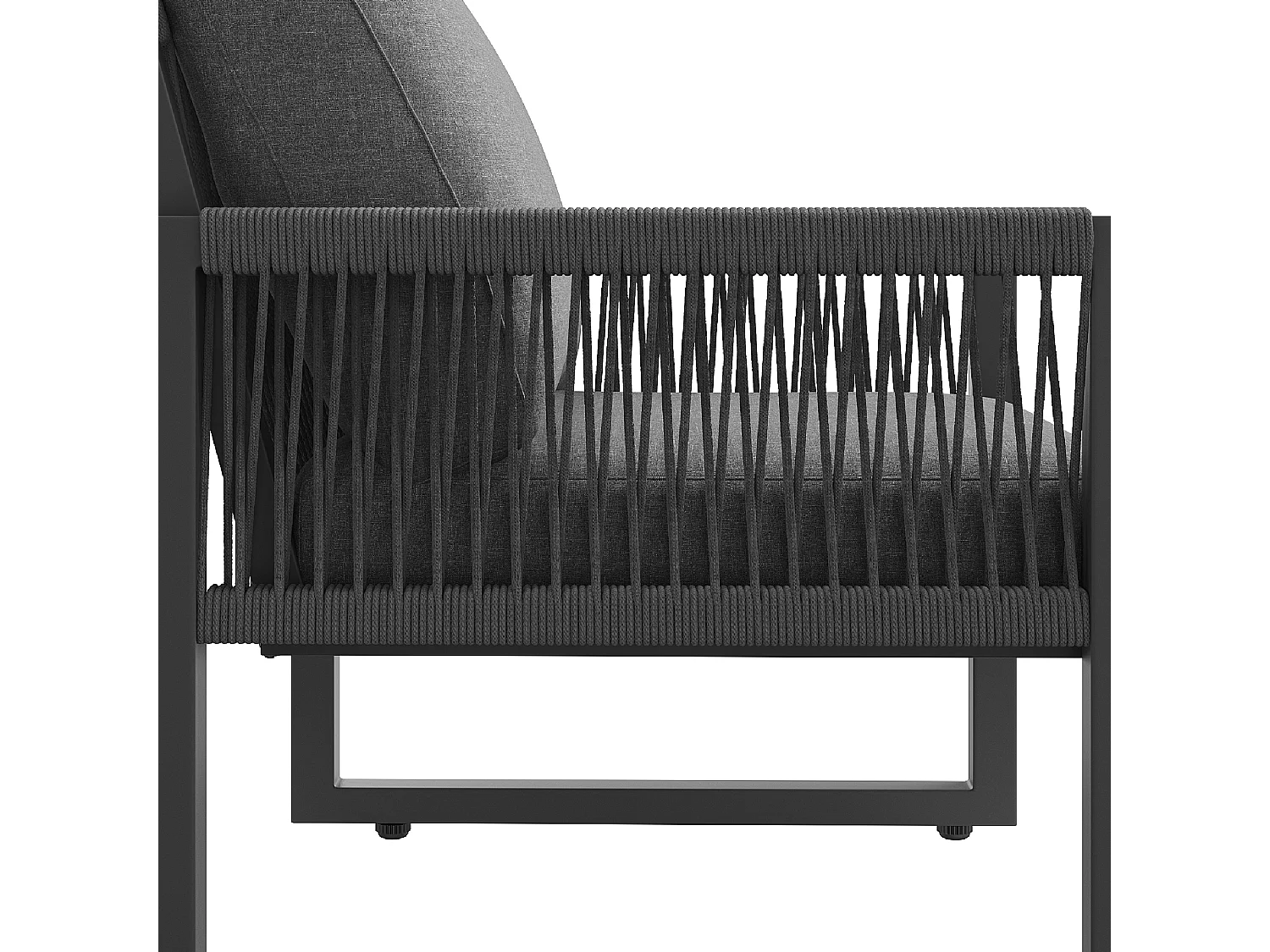 Conjunto de muebles de jardín gris para 6-7 personas + 1 mesa de centro - Metal y tela