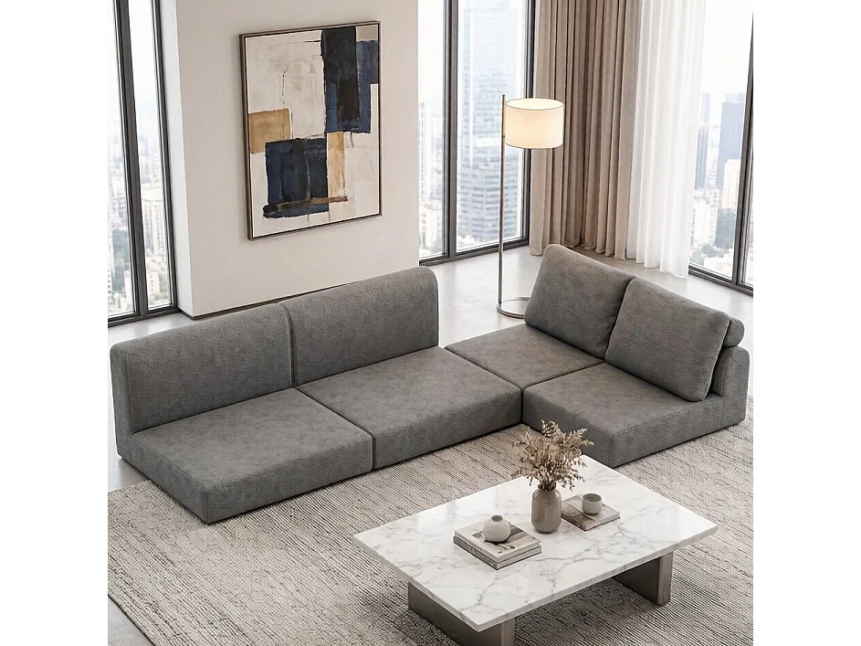 Canapé convertible 2 places 3-1 en flanelle gris - Pour salon et chambre