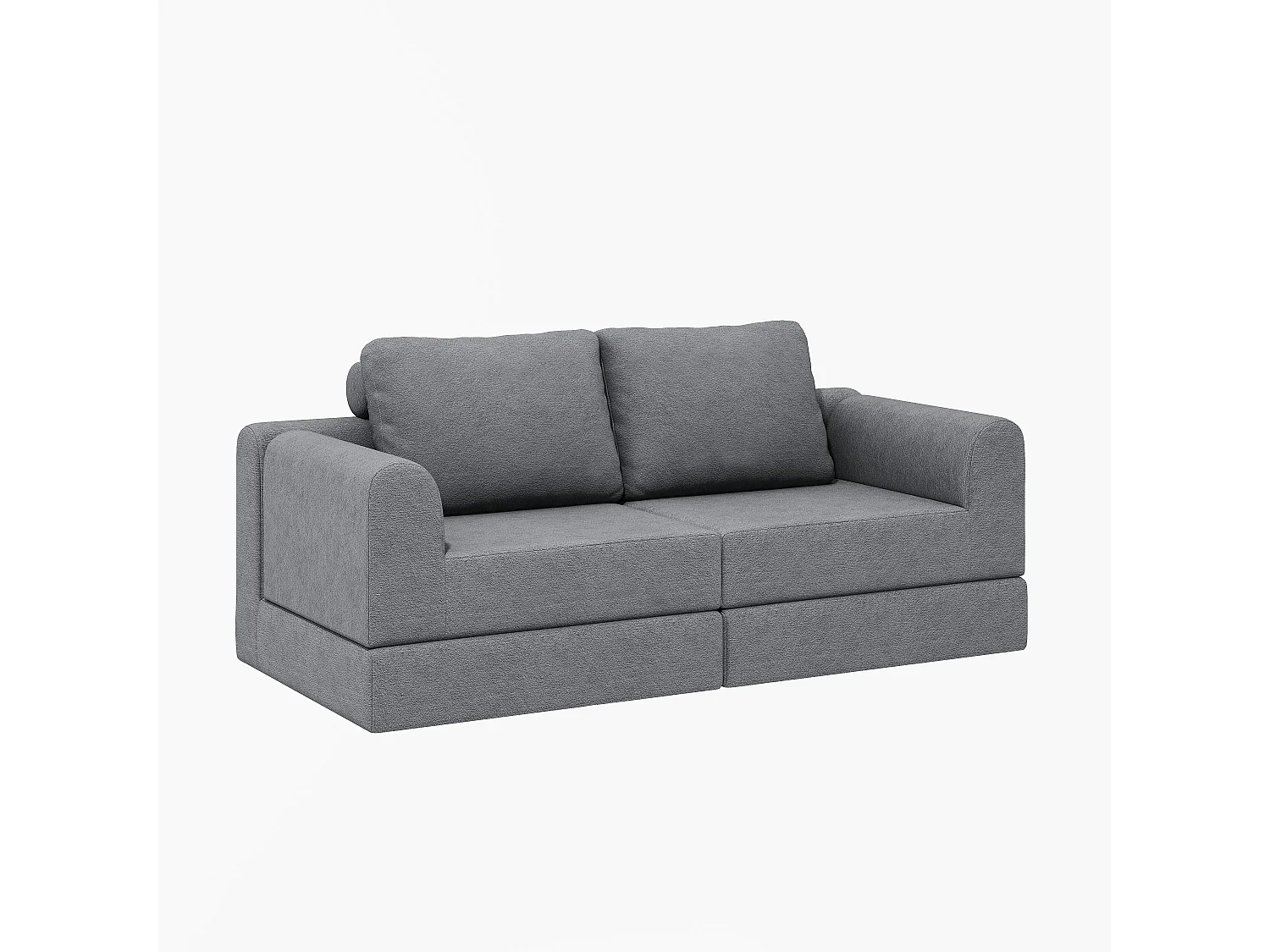 Canapé convertible 2 places 3-1 en flanelle gris - Pour salon et chambre