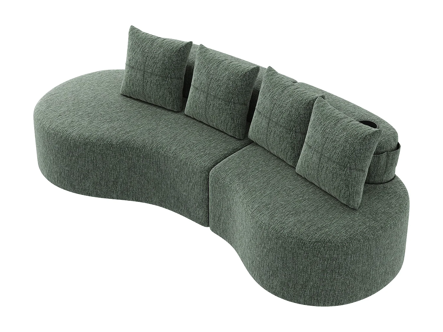 Canapé 3 places en lin avec 4 coussins, porte-gobelet et poche latérale - Verr