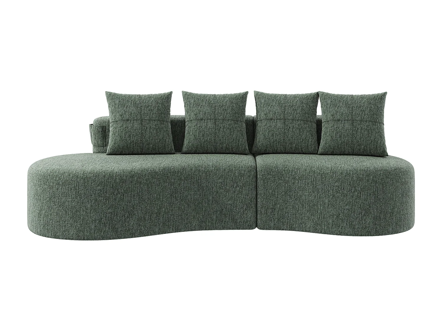 Canapé 3 places en lin avec 4 coussins, porte-gobelet et poche latérale - Verr