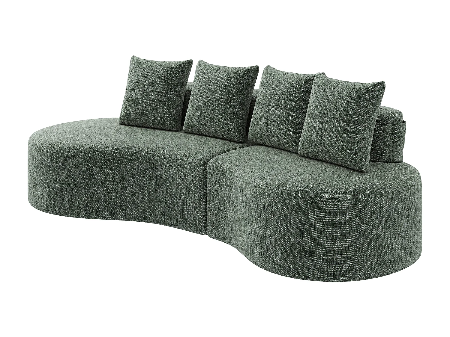 Canapé 3 places en lin avec 4 coussins, porte-gobelet et poche latérale - Verr