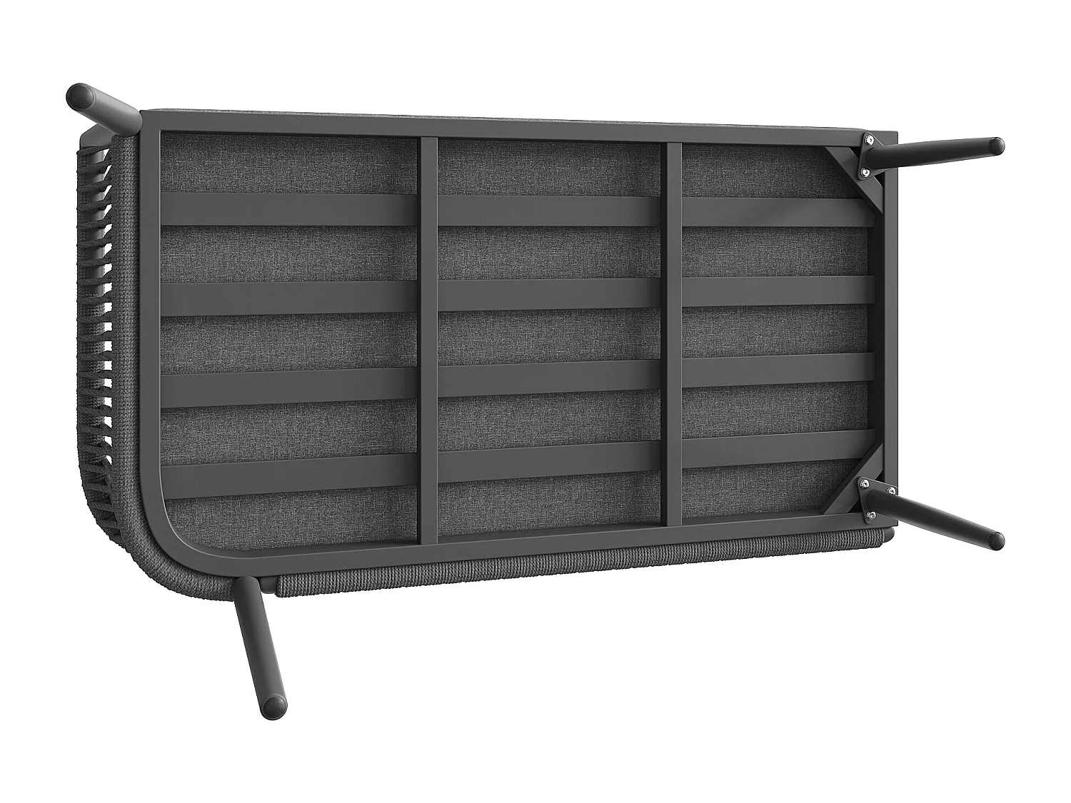 Salon de jardin modulable 6 places avec canapé, fauteuil, tables basses gigognes, coussins - Gris