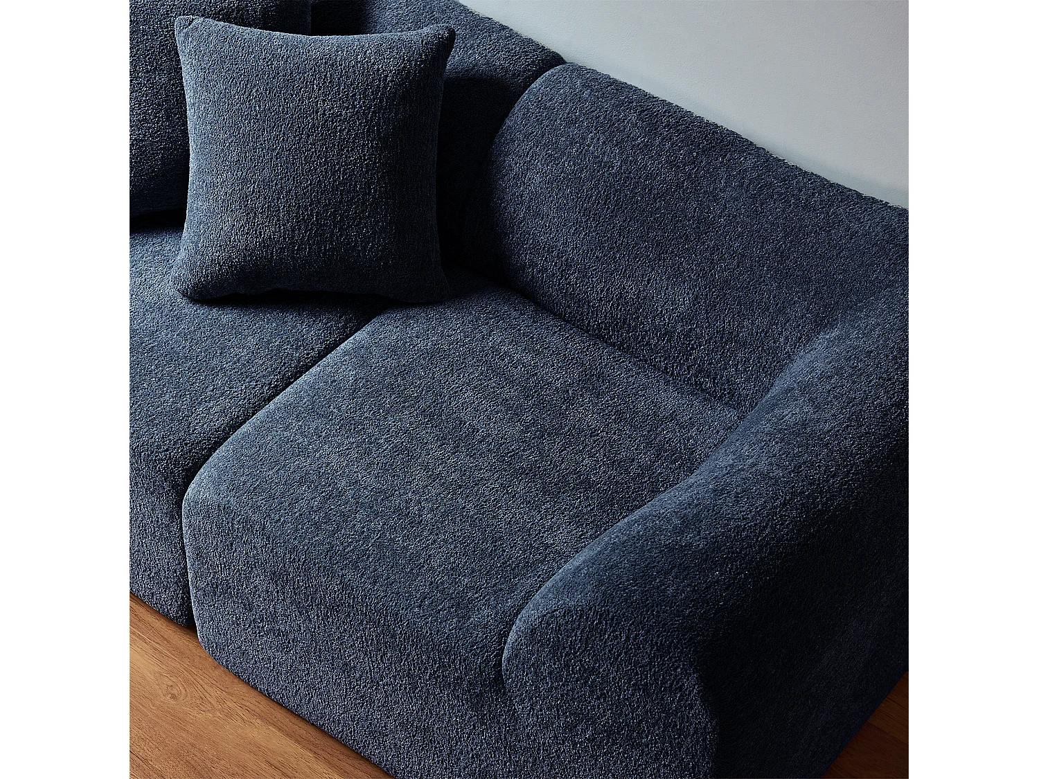 2-zitsbank van blauw fluweel met kussens - Voor woonkamer, kantoor of appartement