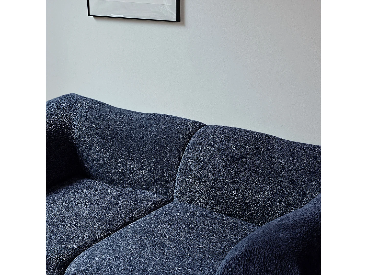 2-zitsbank van blauw fluweel met kussens - Voor woonkamer, kantoor of appartement