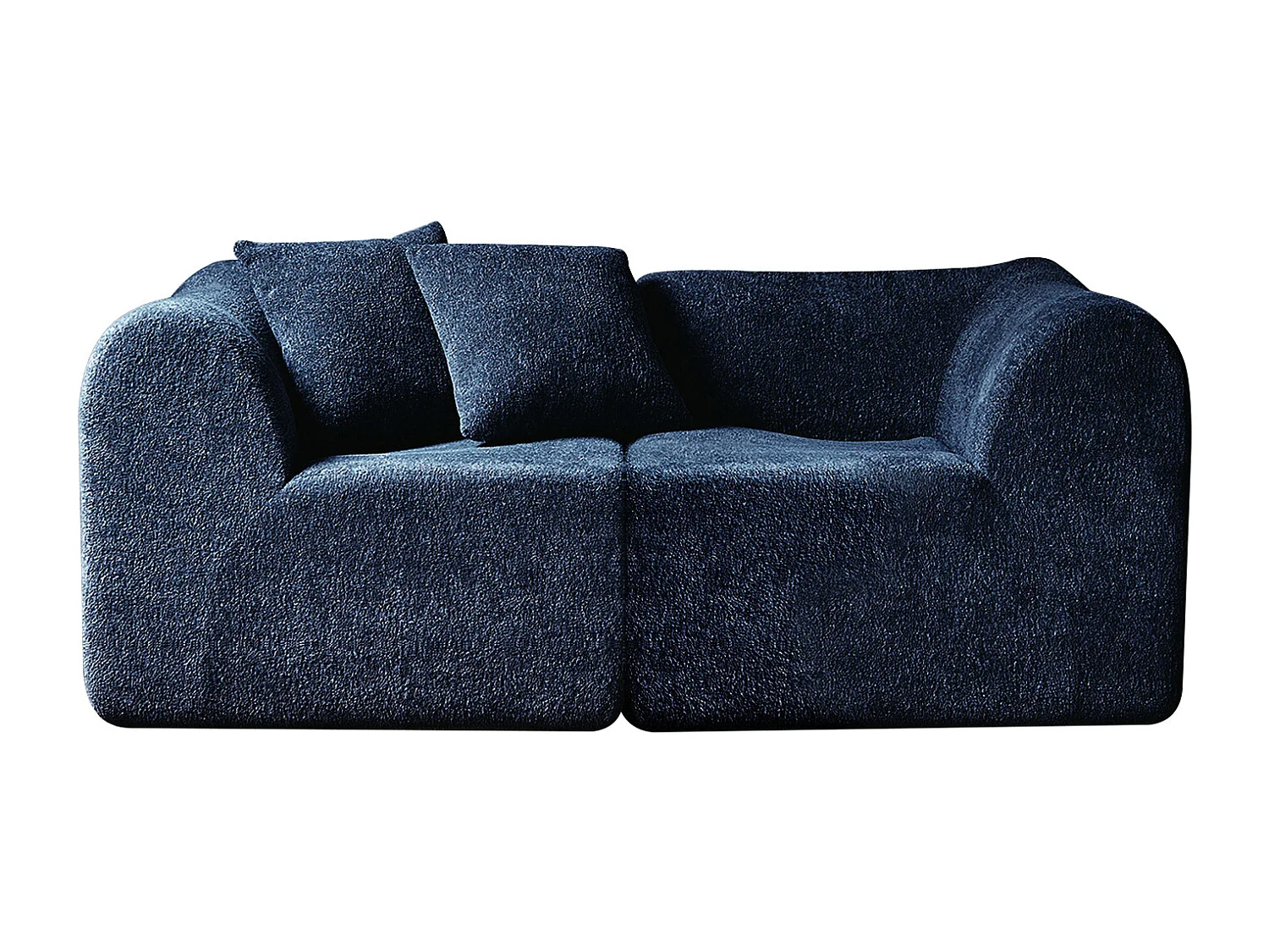 Canapé 2 places velours bleu avec coussins - Pour salon, bureau ou l'appartement