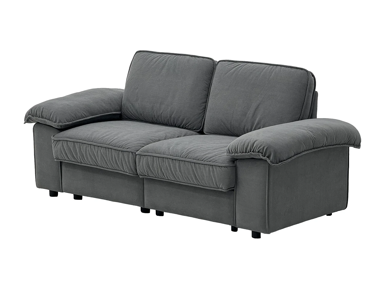 Canapé 2 places en tissu gris avec coffre de rangement - Structure en bois