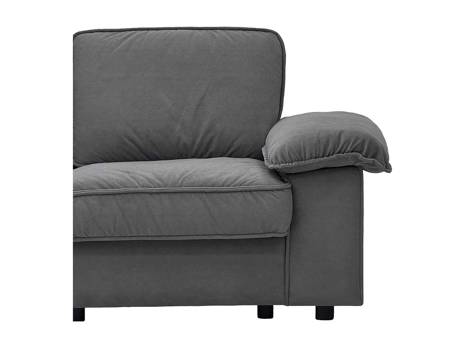 Canapé 2 places en tissu gris avec coffre de rangement - Structure en bois