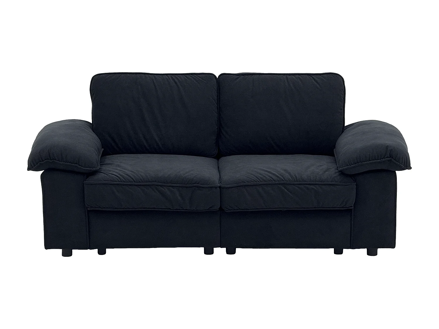 Canapé 2 places en tissu noir avec coffre de rangement - Structure en bois