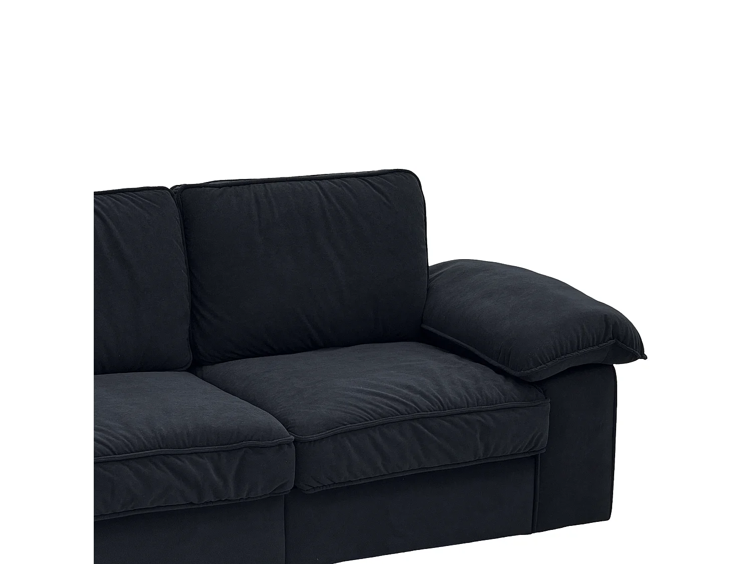 Canapé 2 places en tissu noir avec coffre de rangement - Structure en bois