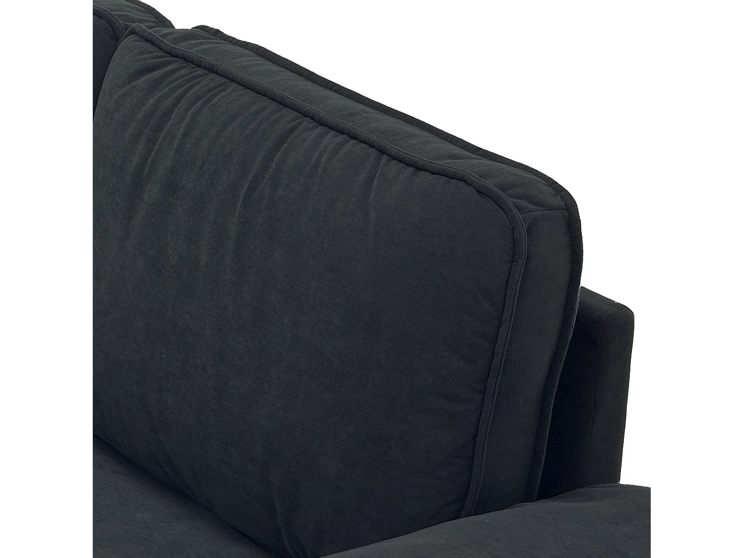 Canapé 2 places en tissu noir avec coffre de rangement - Structure en bois