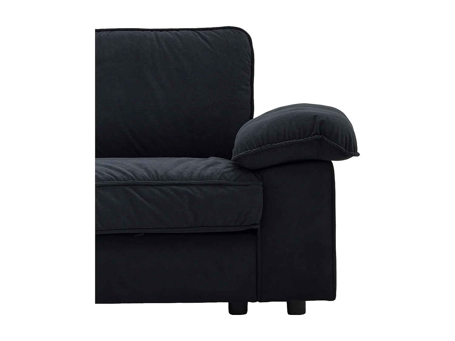 Canapé 2 places en tissu noir avec coffre de rangement - Structure en bois