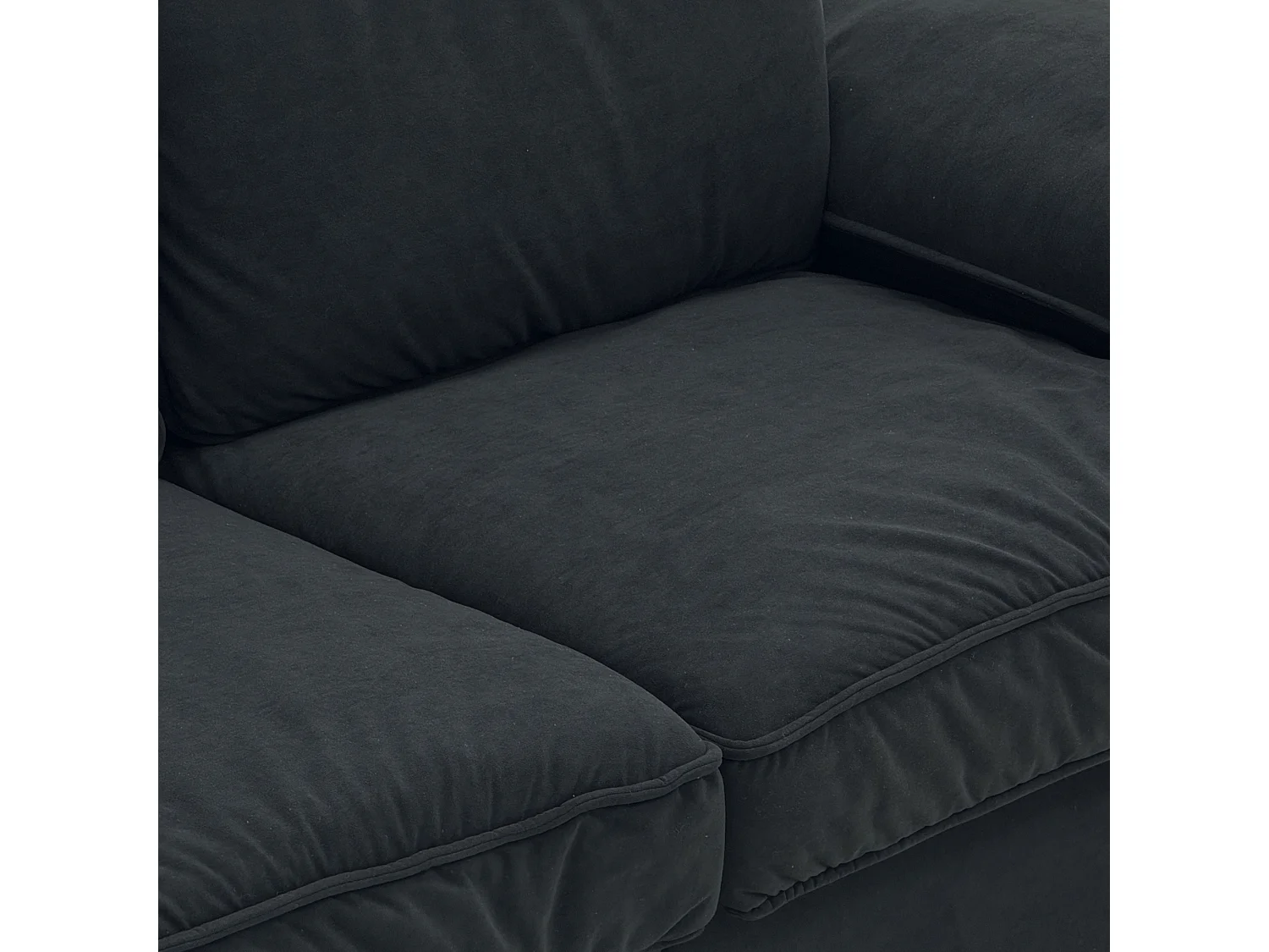 Canapé 2 places en tissu noir avec coffre de rangement - Structure en bois