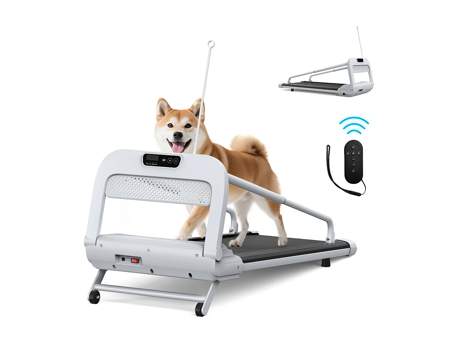 Slimme en stille loopband voor huisdieren - Instelbare snelheid - Zwart-wit staal