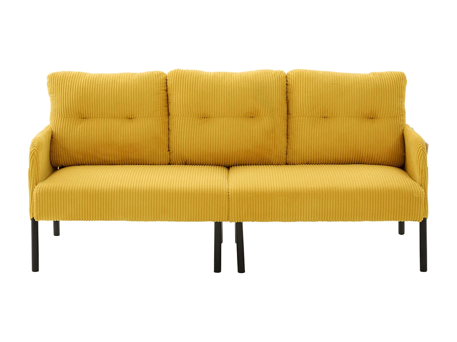 Canapé 3 places en velours côtelé jaune - Pieds en métal