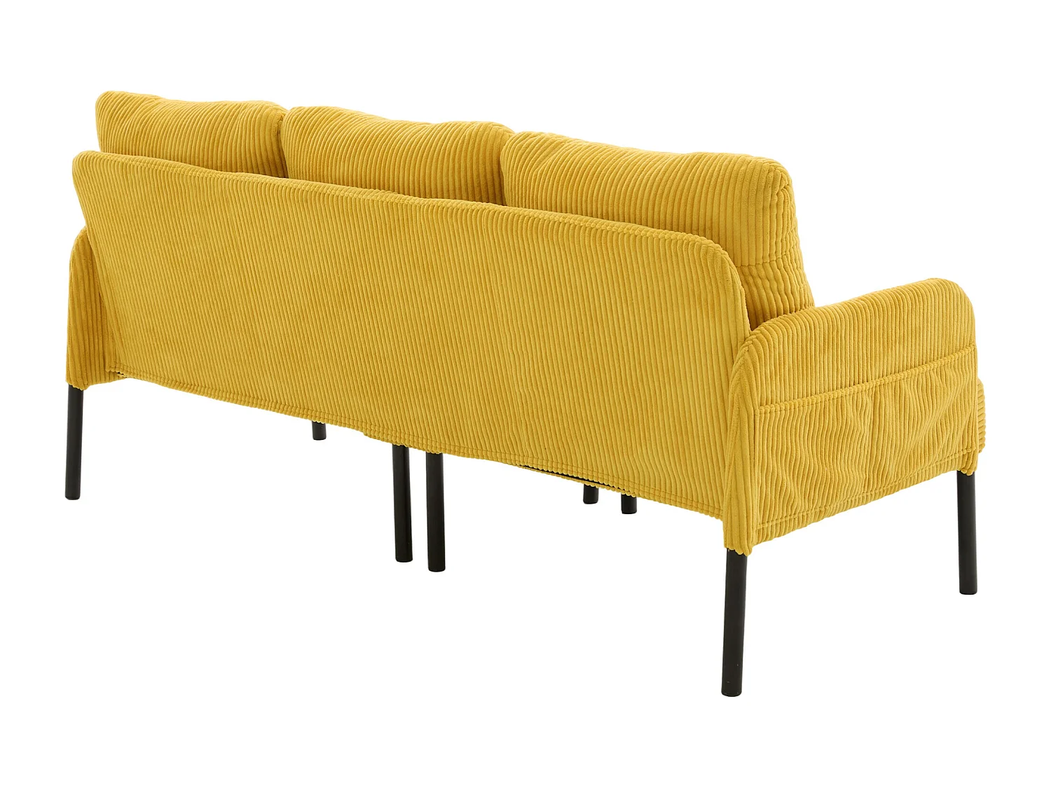 Canapé 3 places en velours côtelé jaune - Pieds en métal