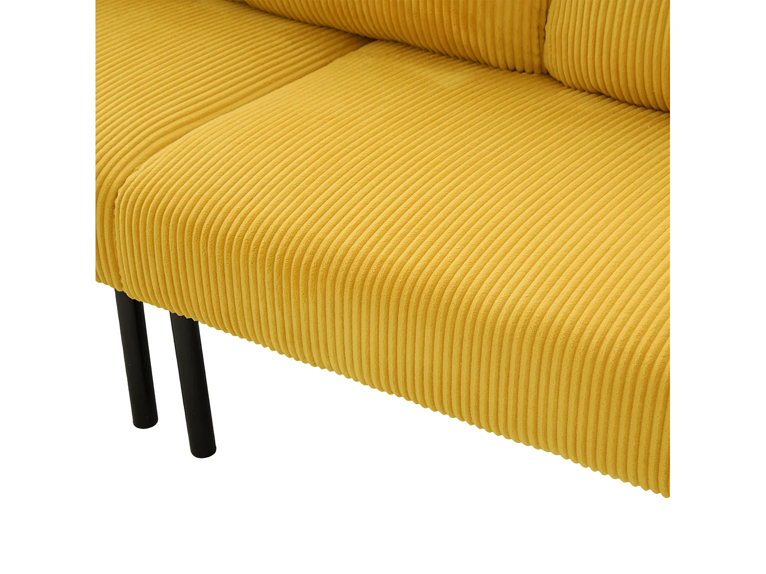 Canapé 3 places en velours côtelé jaune - Pieds en métal