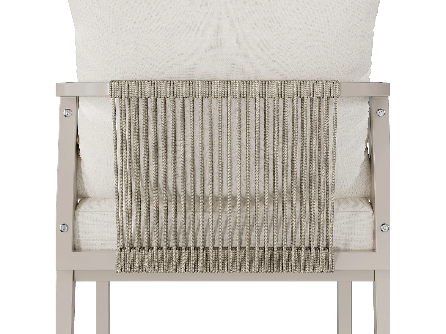 Tuinset: 1 tafel + 6 stalen stoelen - Khaki WPC tafelblad