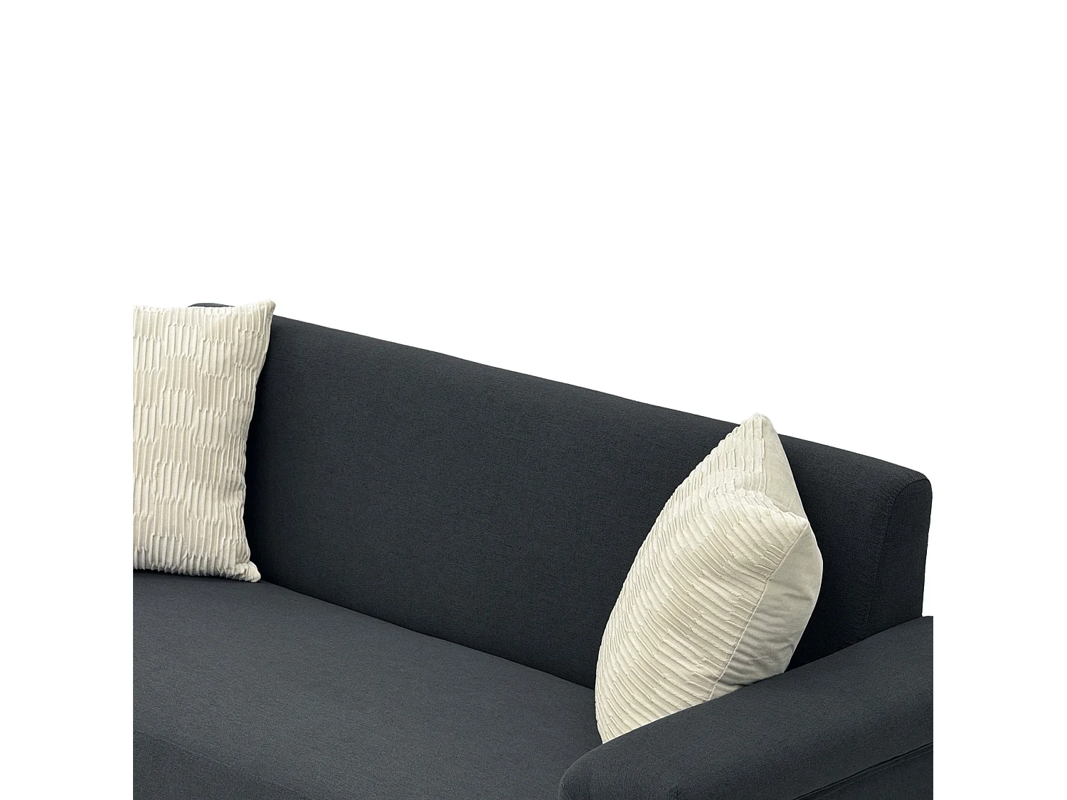 Canapé 2 places en lin gris foncé - Structure en bois et pieds métal