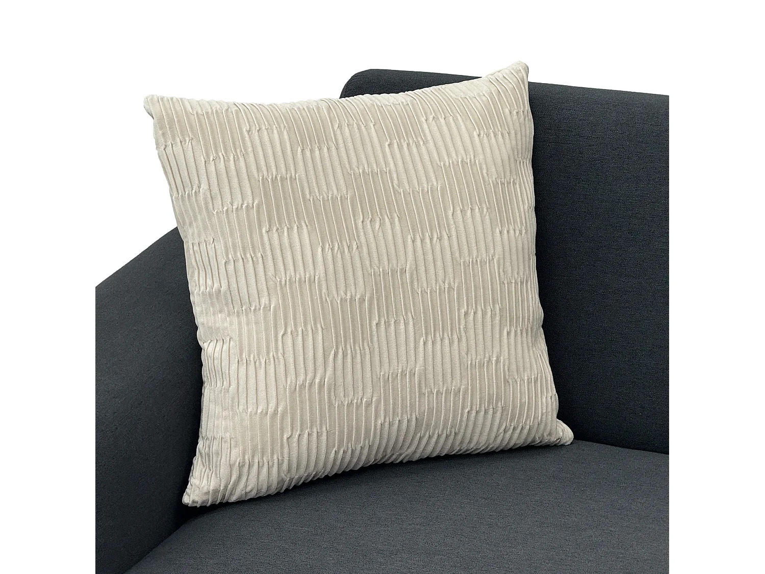 Canapé 2 places en lin gris foncé - Structure en bois et pieds métal