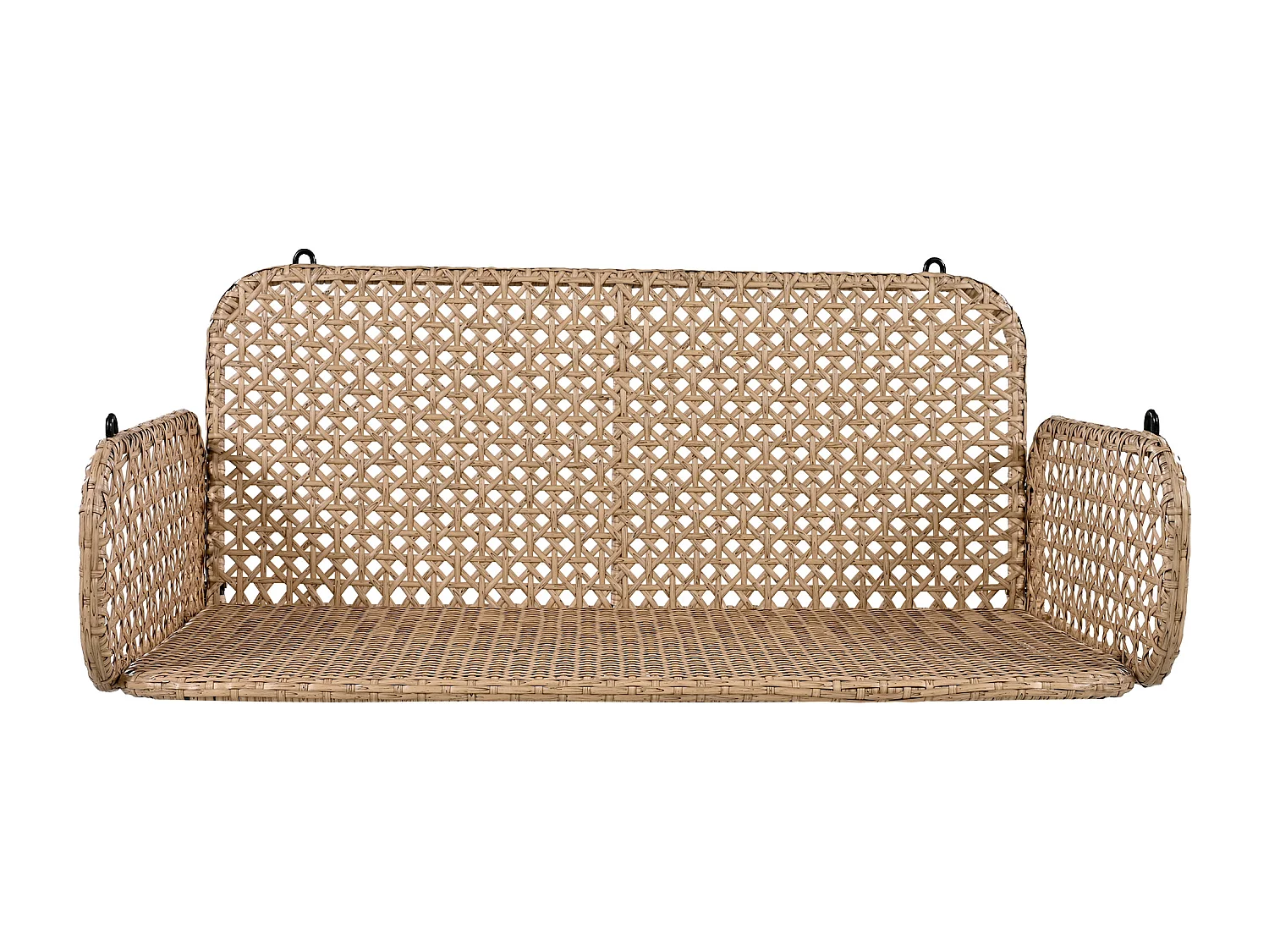 Balancelle de jardin 2 place en rotin PE avec coussins et 2 chaînes 240 cm - Beige