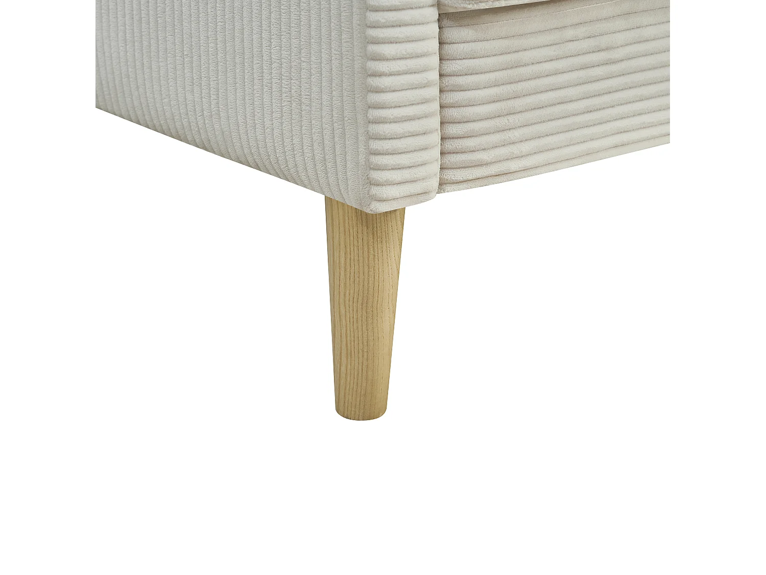 Canapé 2 places petite 121 cm en velours côtelé beige - Pieds en bois