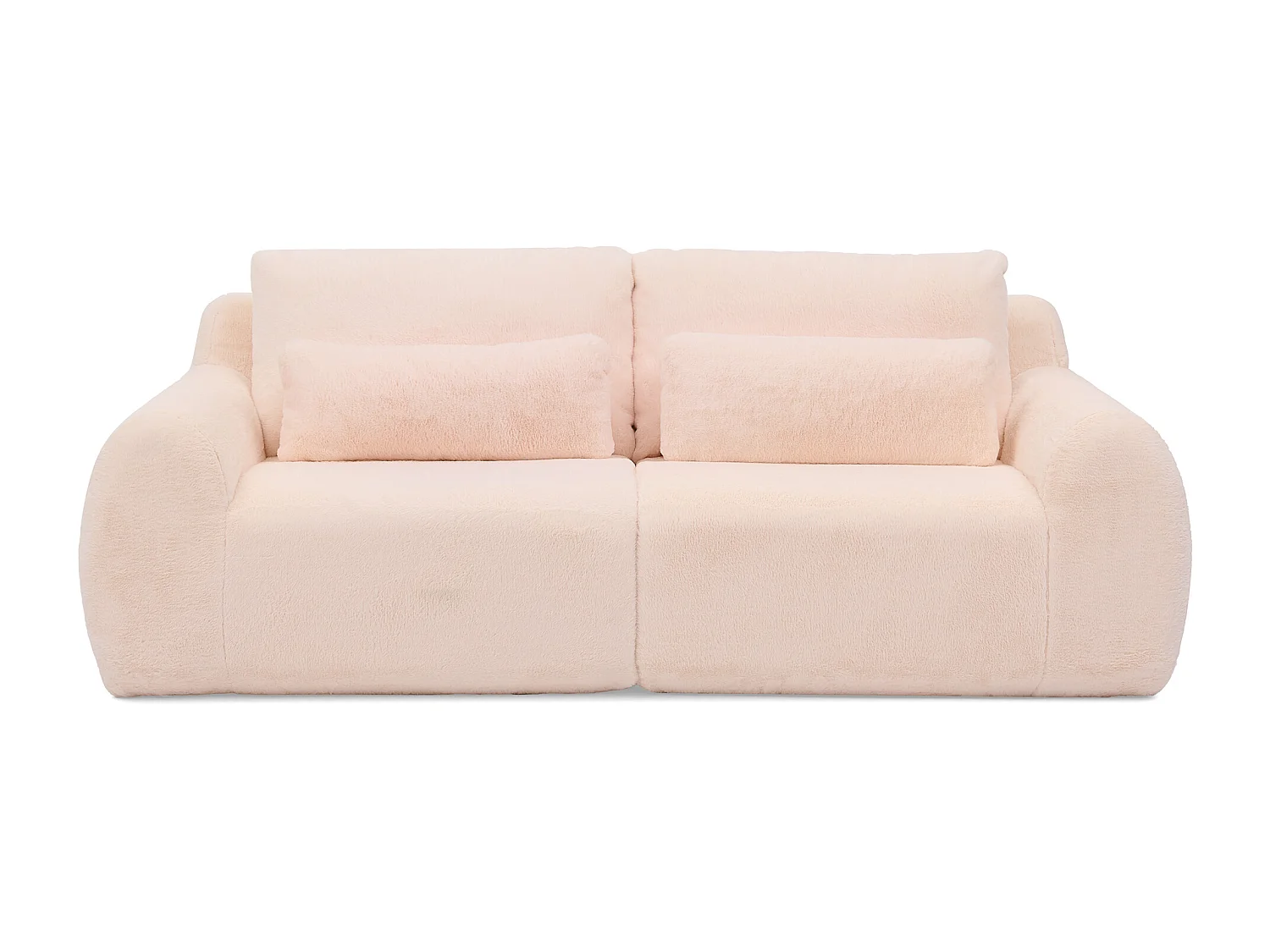 Canapé 2 places avec ports USB et poche latérale - Tissu rose, sans montage